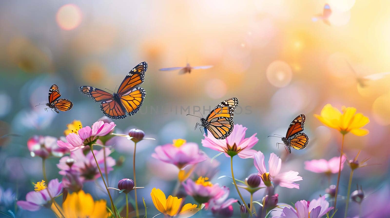 Swallowtail Butterfly on purple flower, nature, Generative AI,