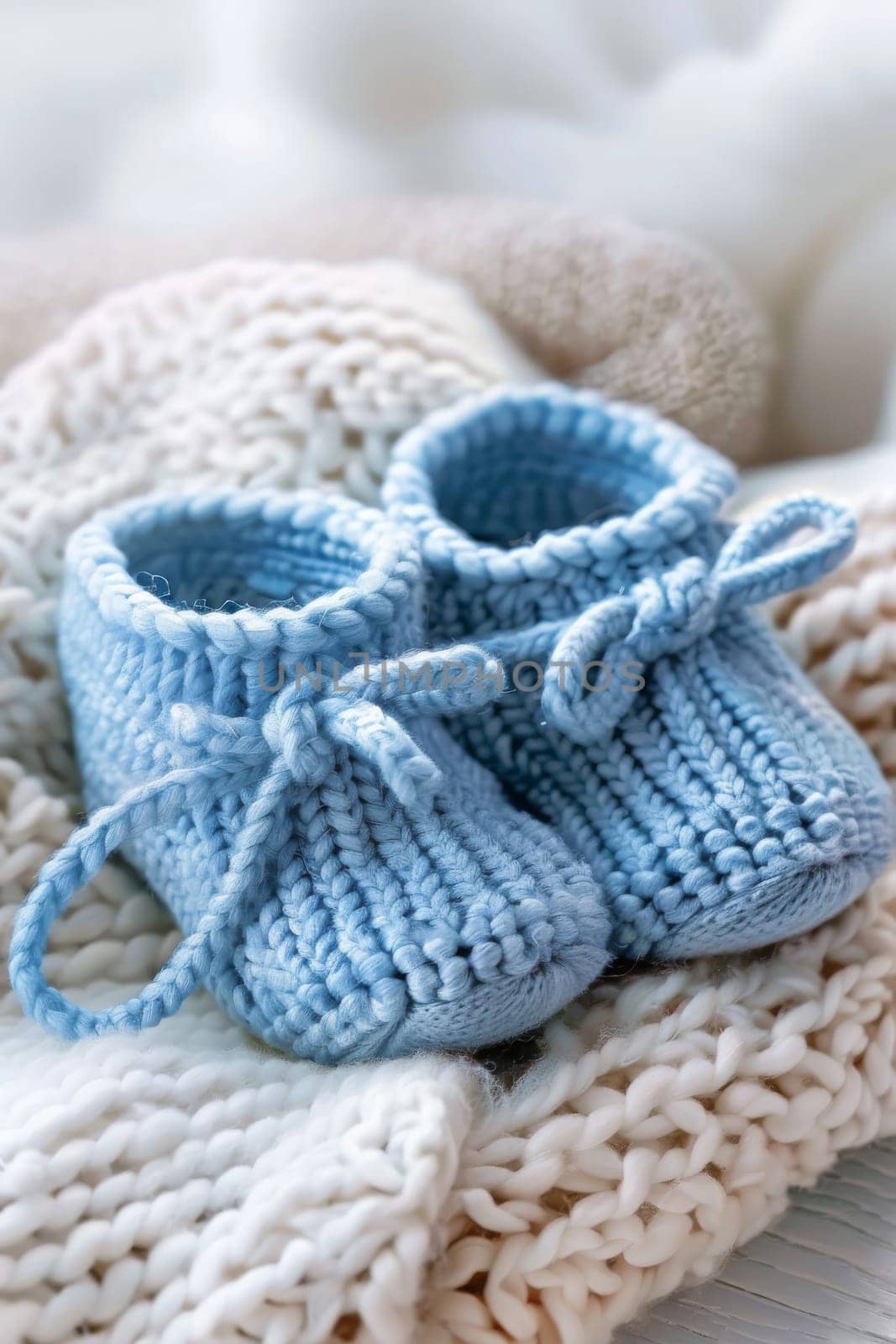 baby booties on a white background. Generative AI,