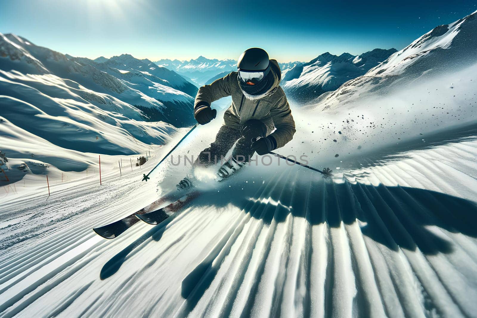 man skiing on a mountain slope.