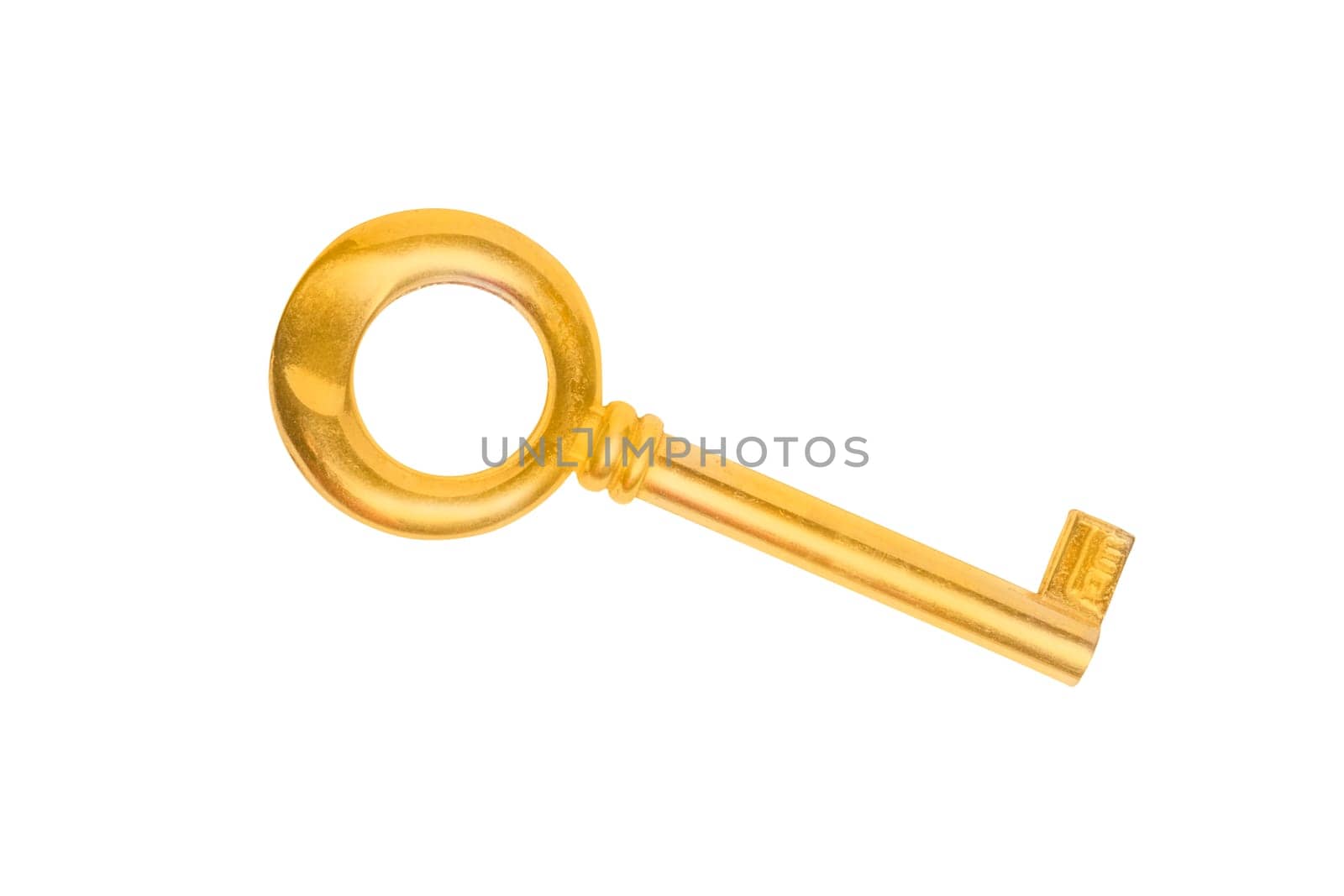 golden key isolated on white, opening