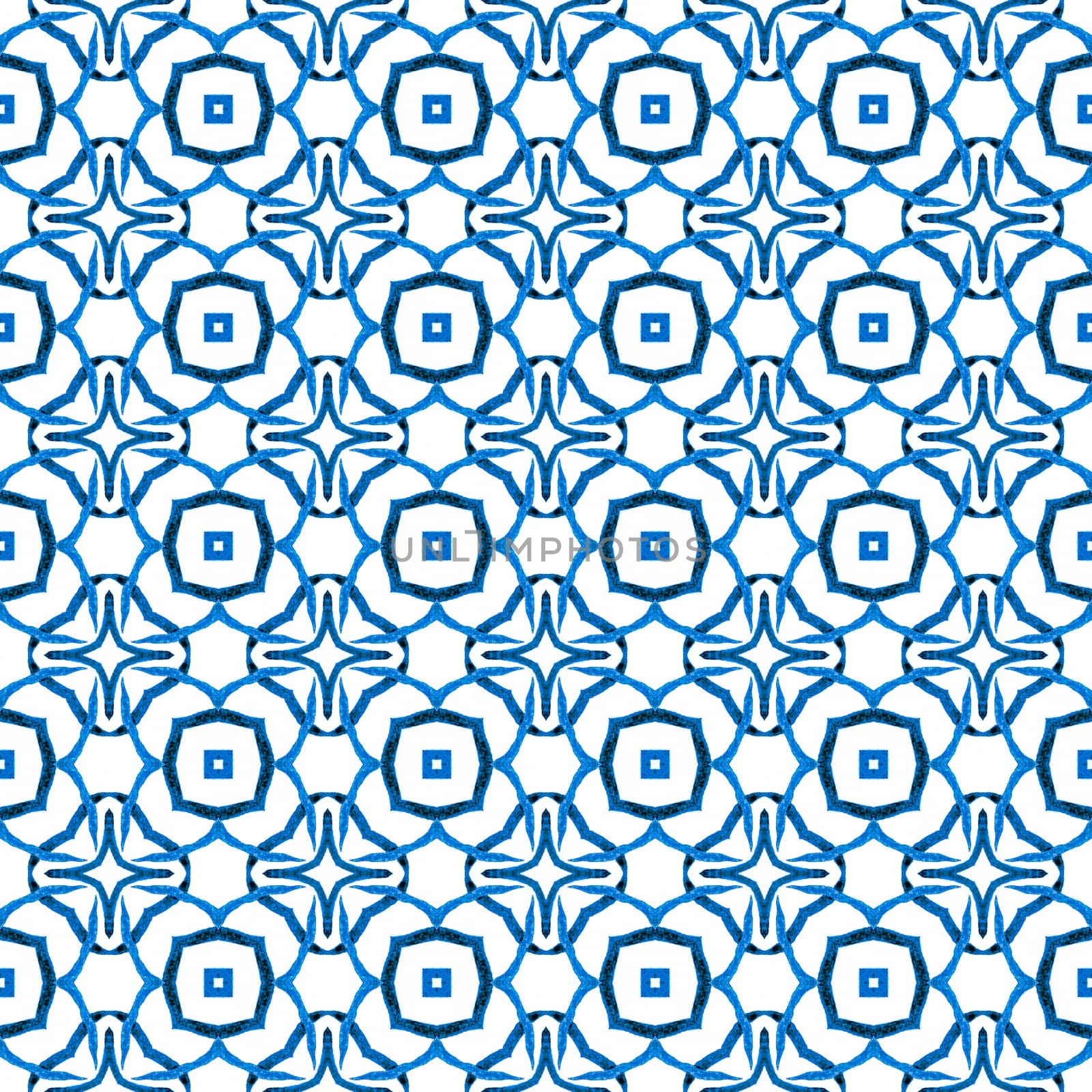 Textile ready radiant print, swimwear fabric, wallpaper, wrapping. Blue cool boho chic summer design. Mosaic seamless pattern. Hand drawn green mosaic seamless border.