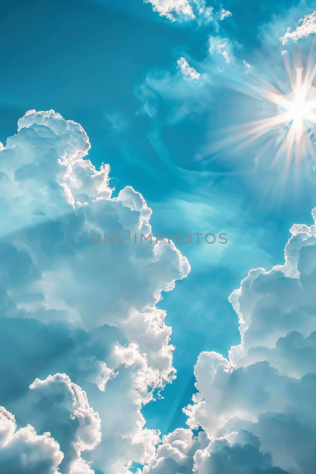 Blue sky with clouds selective focus nature, nature, Generative AI,