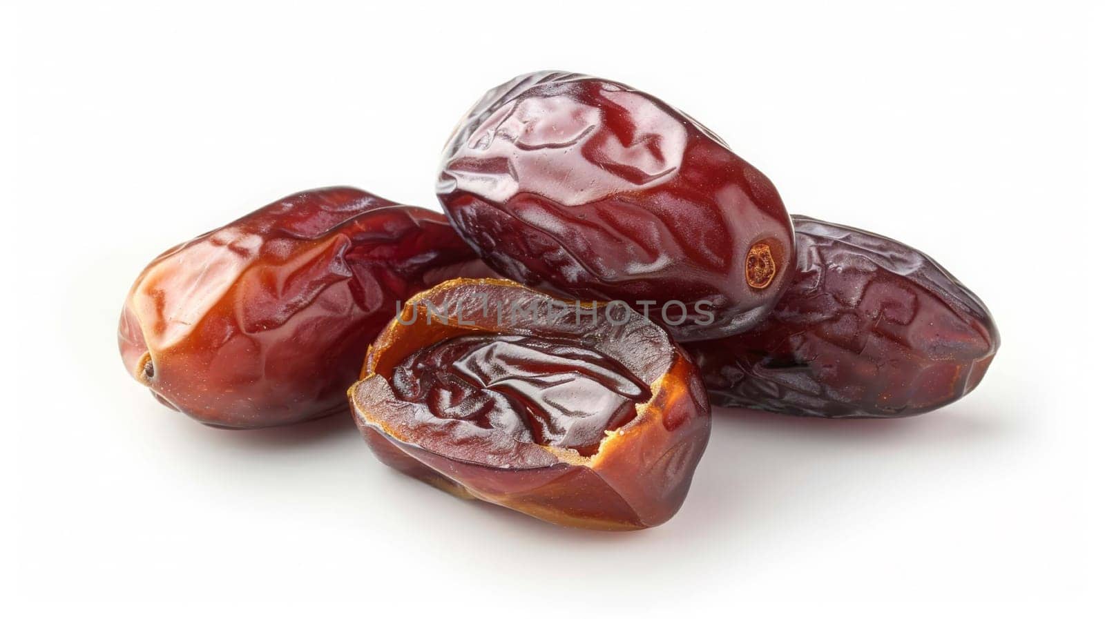 Dried dates fruits isolated on white background, food, Generative AI,