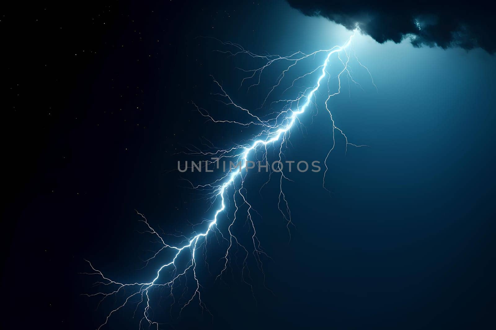 bright lightning in a stormy night sky.