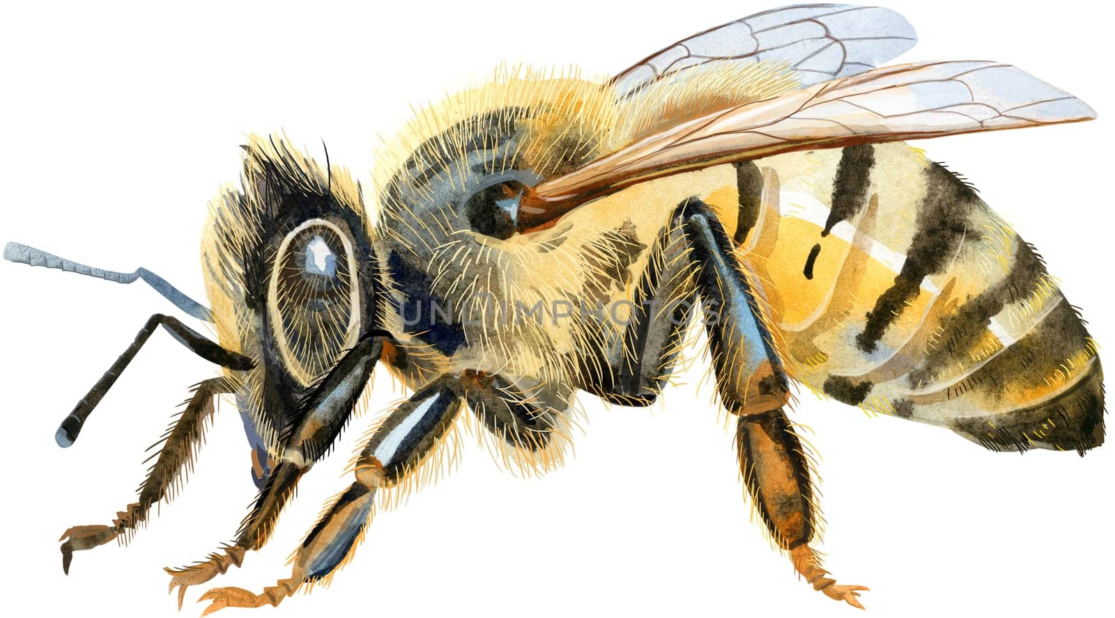 Cute bee. Insect for t-shirt graphics. Watercolor bumblebee illustration