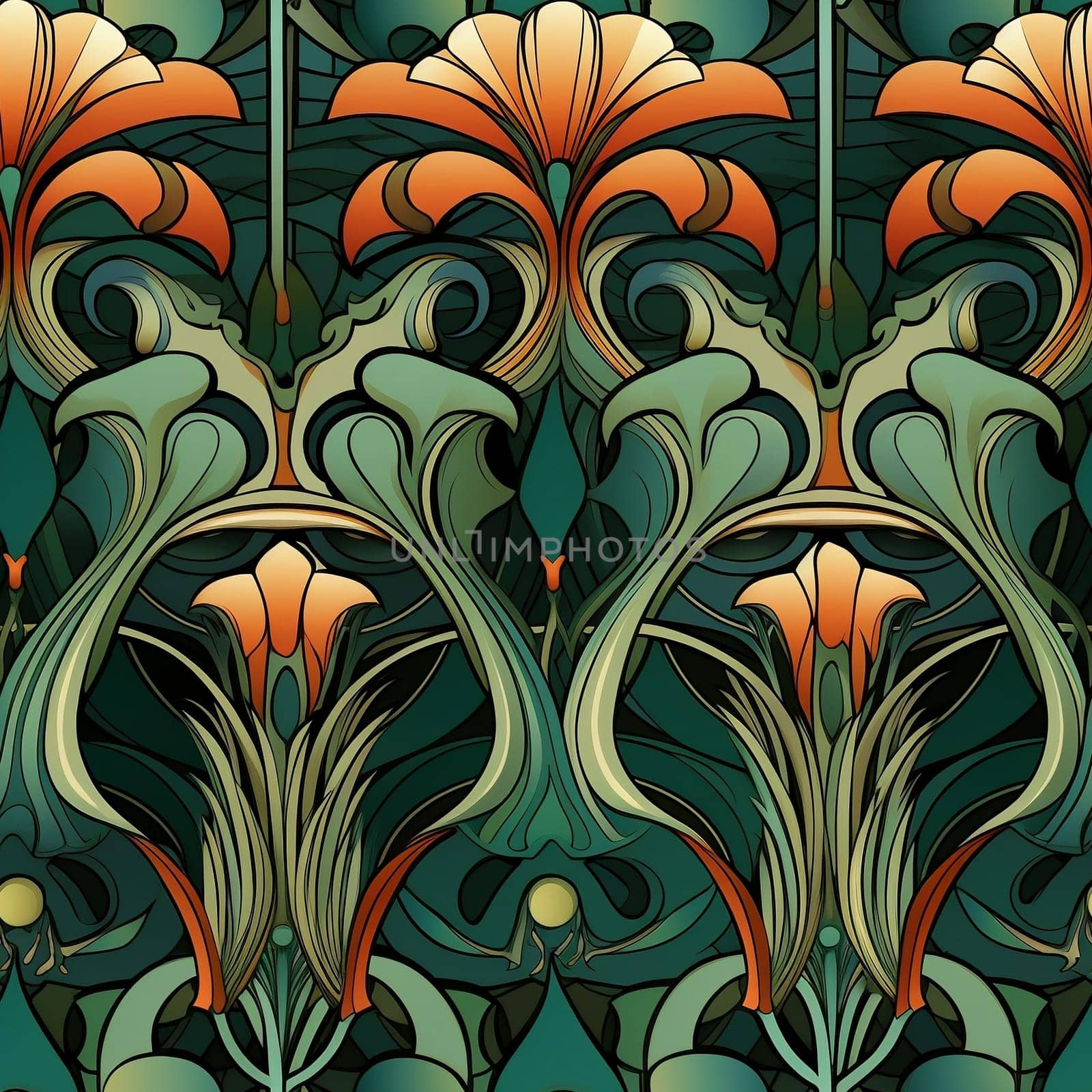 seamless floral pattern in art nouveau style. Generated by ai