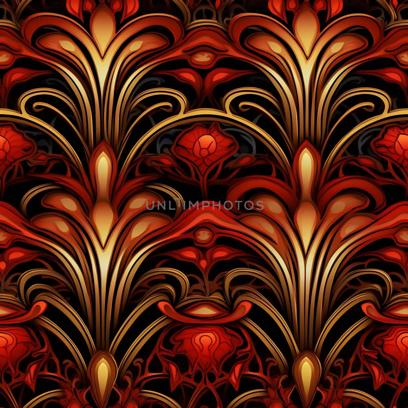 seamless floral pattern in art nouveau style. Generated by ai