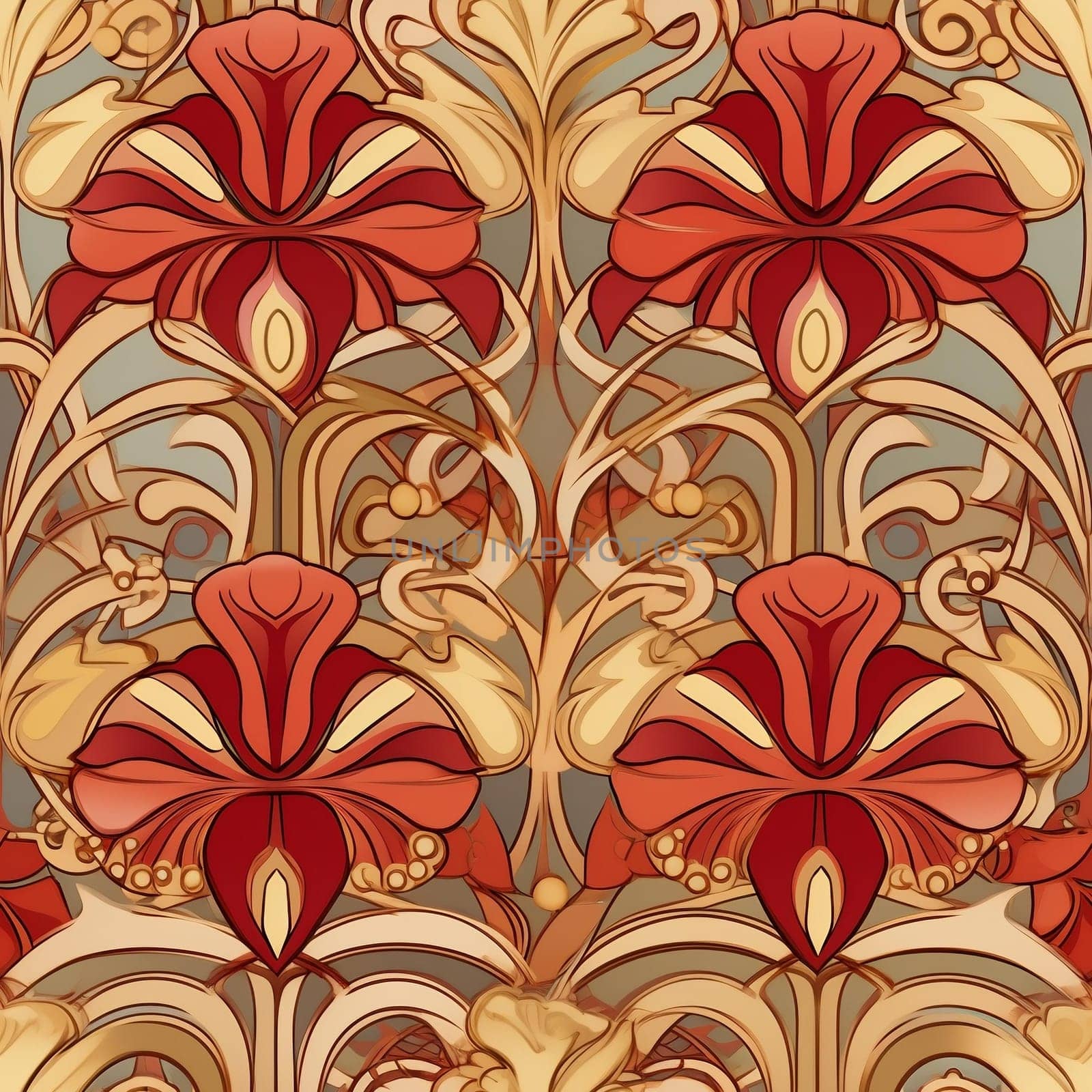 seamless floral pattern in art nouveau style. Generated by ai