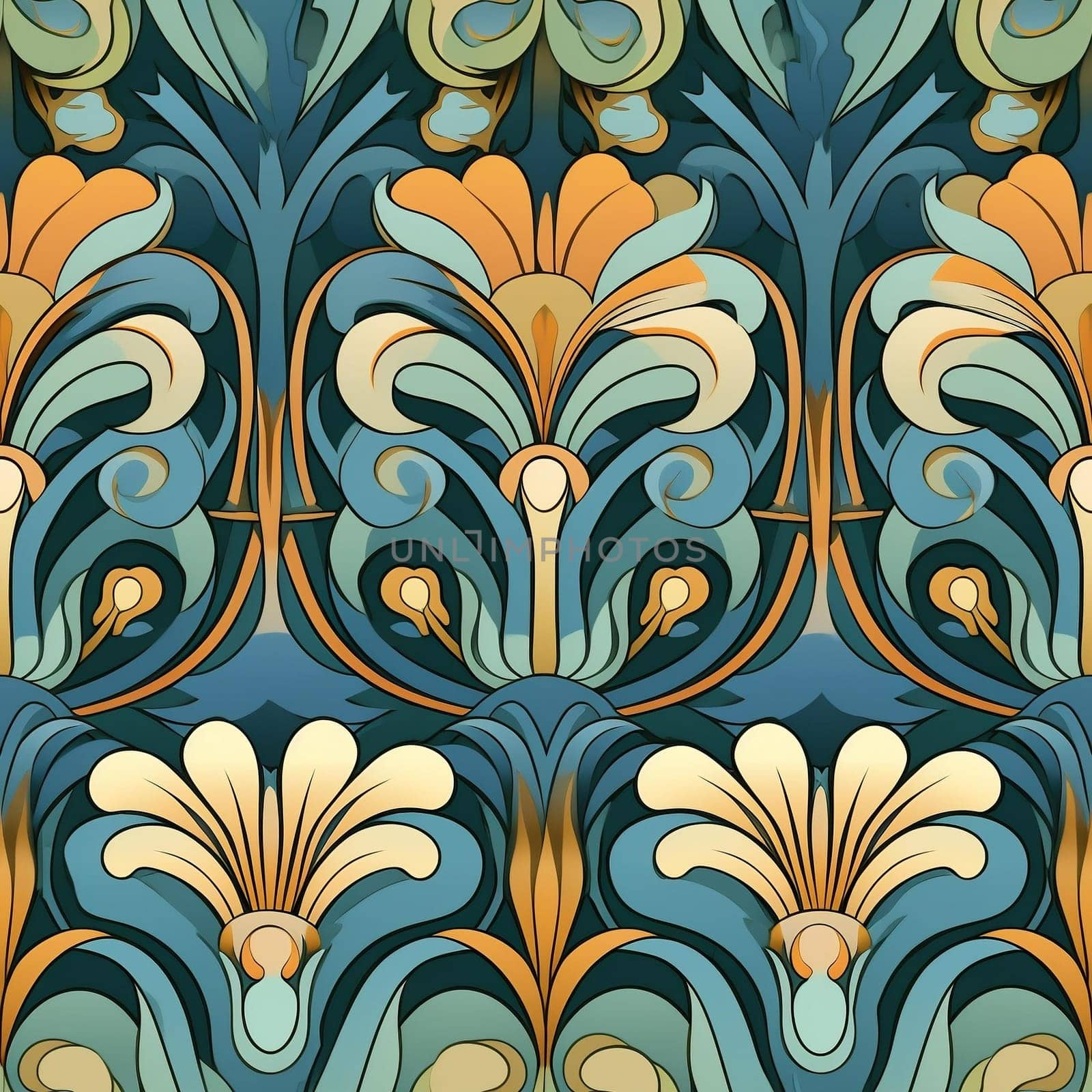 seamless floral pattern in art nouveau style. Generated by ai