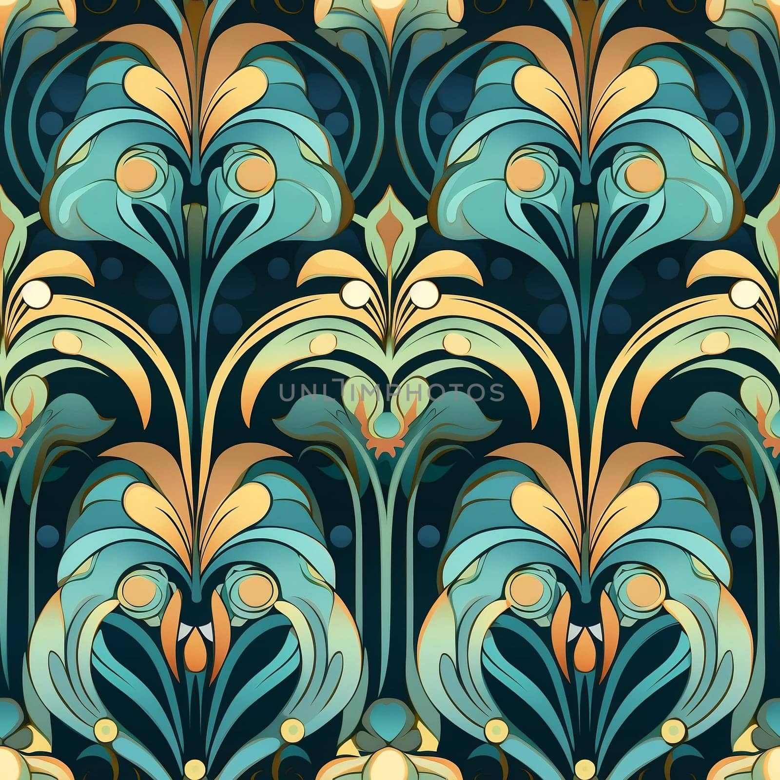 seamless floral pattern in art nouveau style. Generated by ai