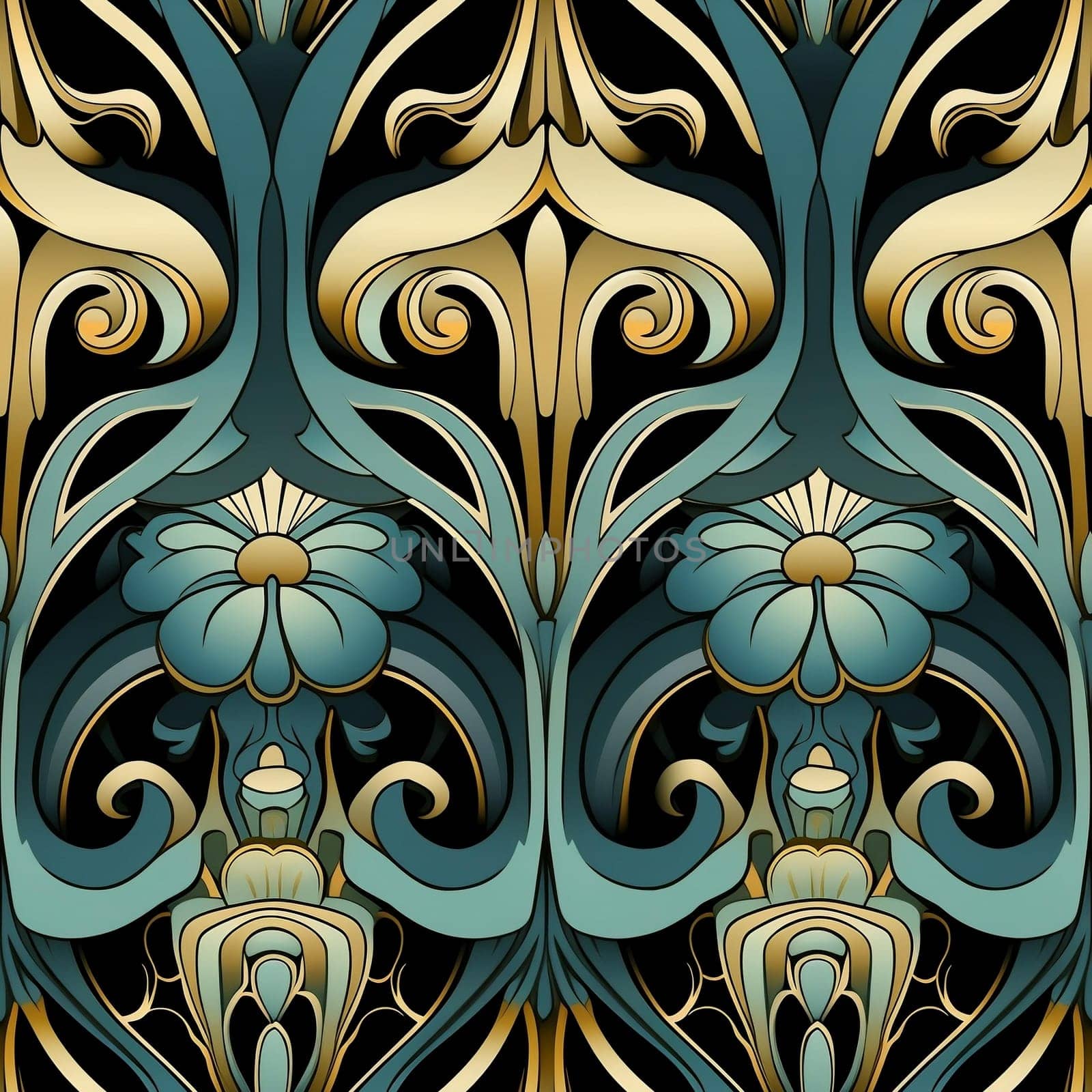 seamless floral pattern in art nouveau style. Generated by ai