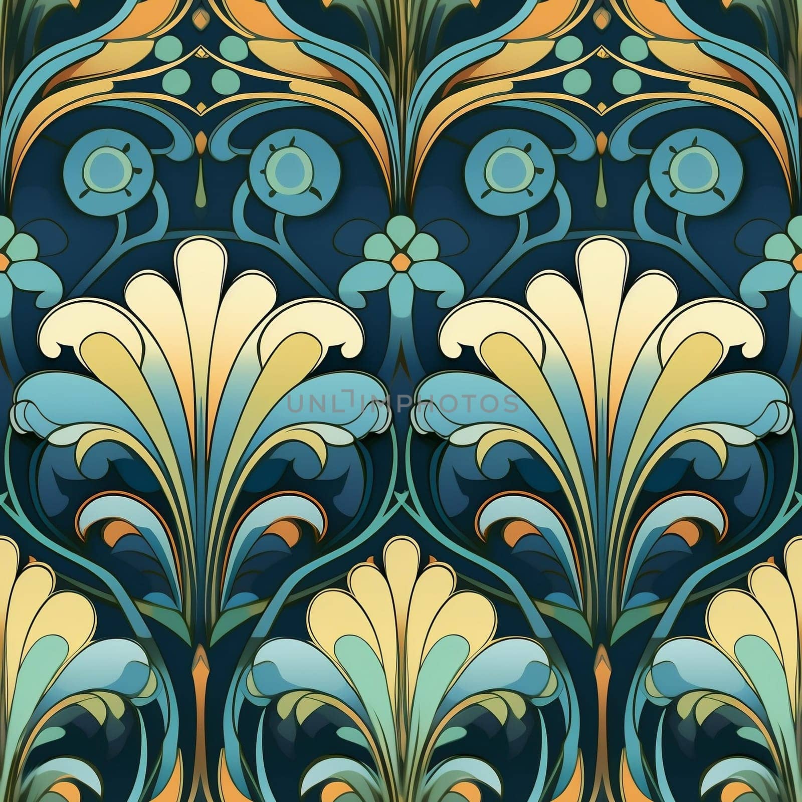 seamless floral pattern in art nouveau style. Generated by ai