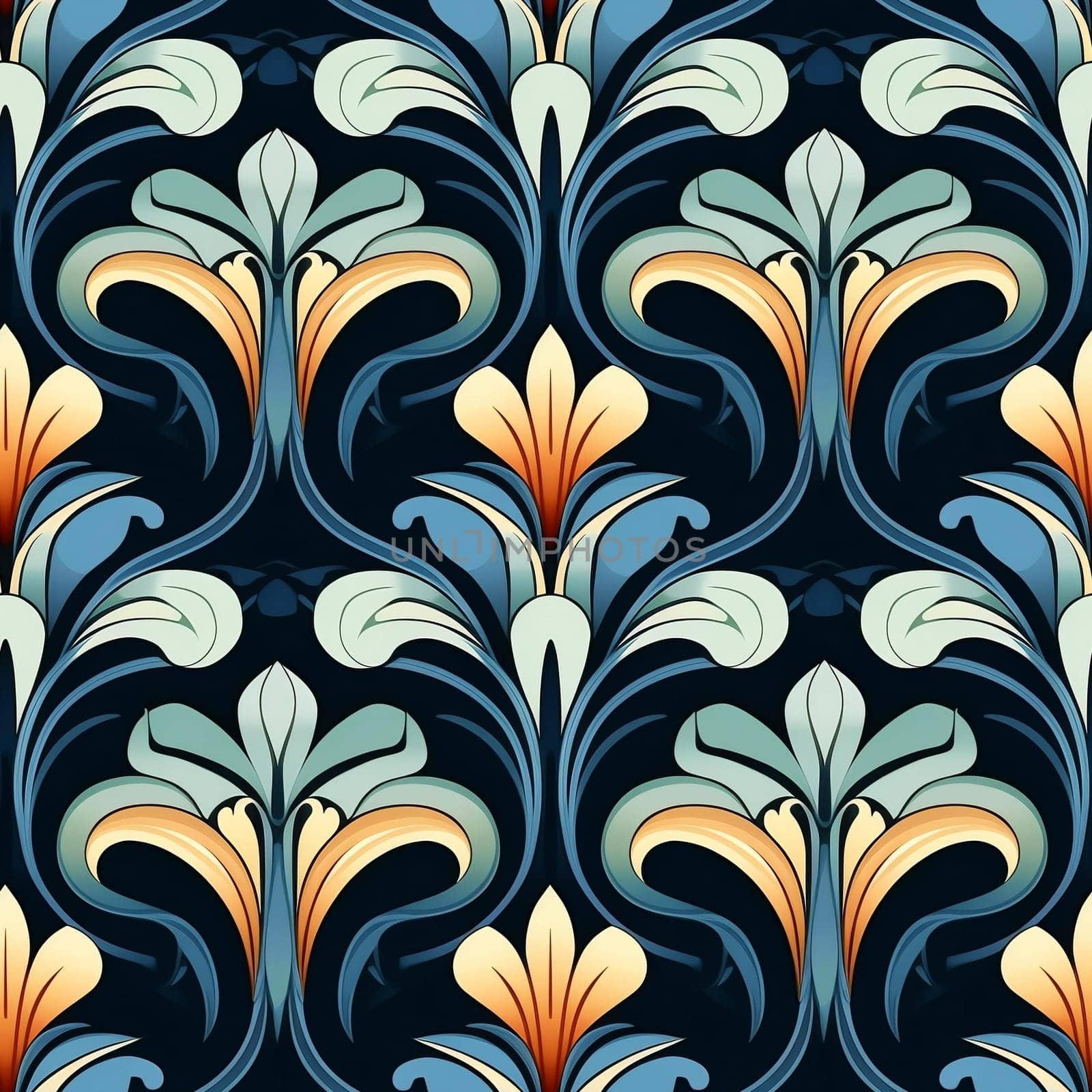 seamless floral pattern in art nouveau style. Generated by ai
