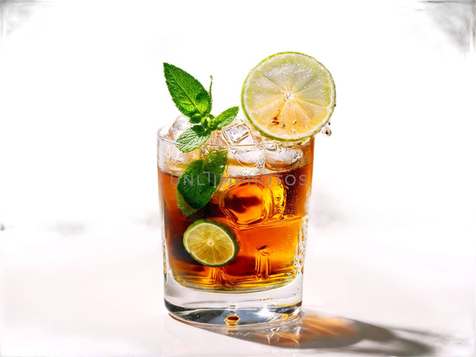 Jager Bomb A powerful mix of Jagermeister and Red Bull in a shot glass garnished. Drink isolated on transparent background.