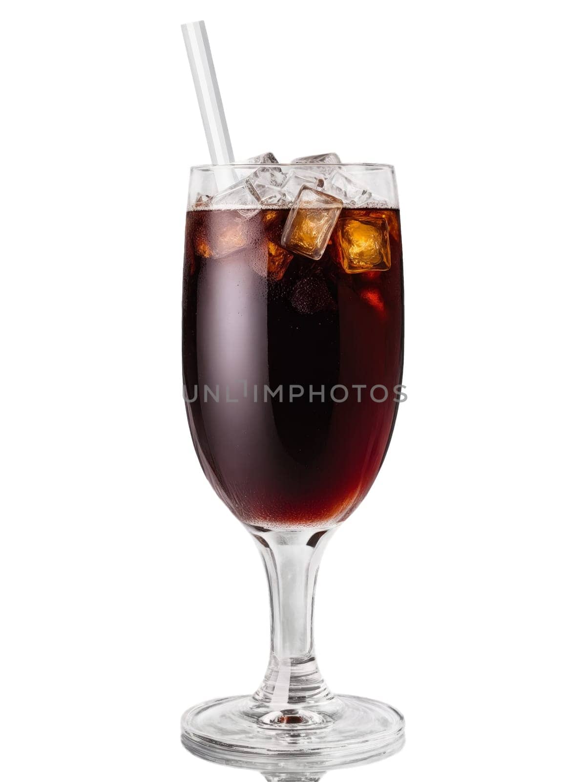 Basque Kalimotxo Tall glass with ice unique mix of red wine and cola popular. Drink isolated on transparent background.