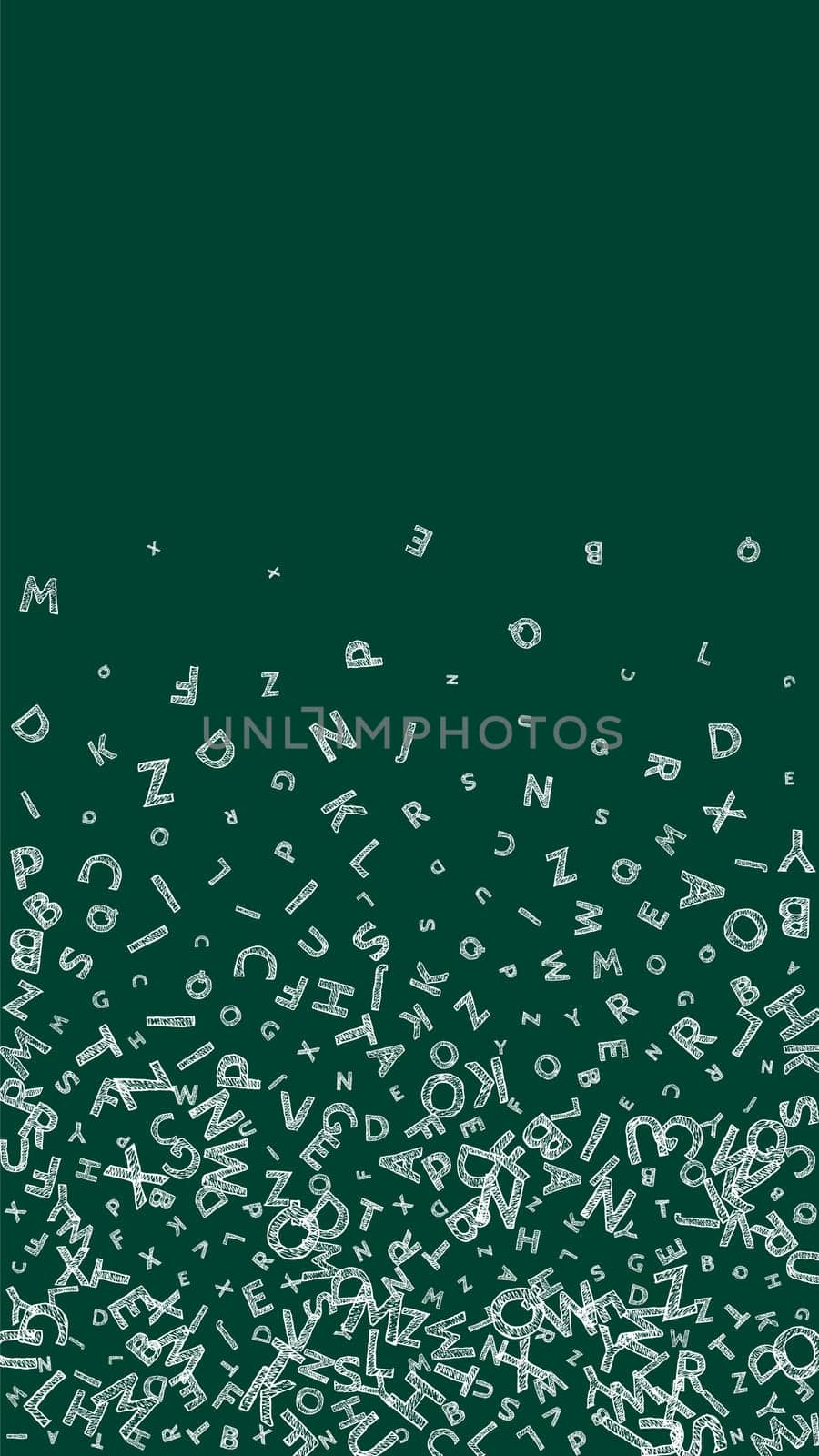 Falling letters of English language. Colorful childish flying characters of Latin alphabet. Foreign languages study concept. Back to school banner .