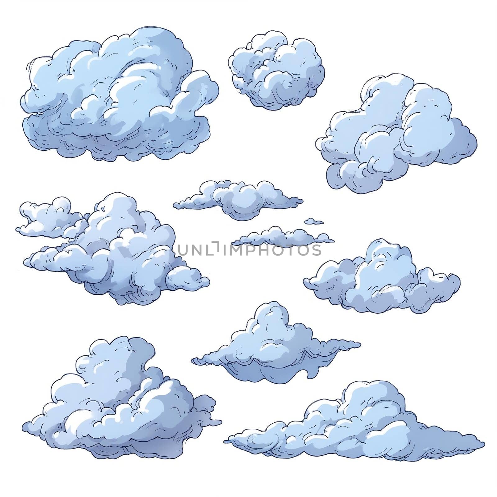 clouds drawn by hand with a pen, in the style of an engraving. Generated AI
