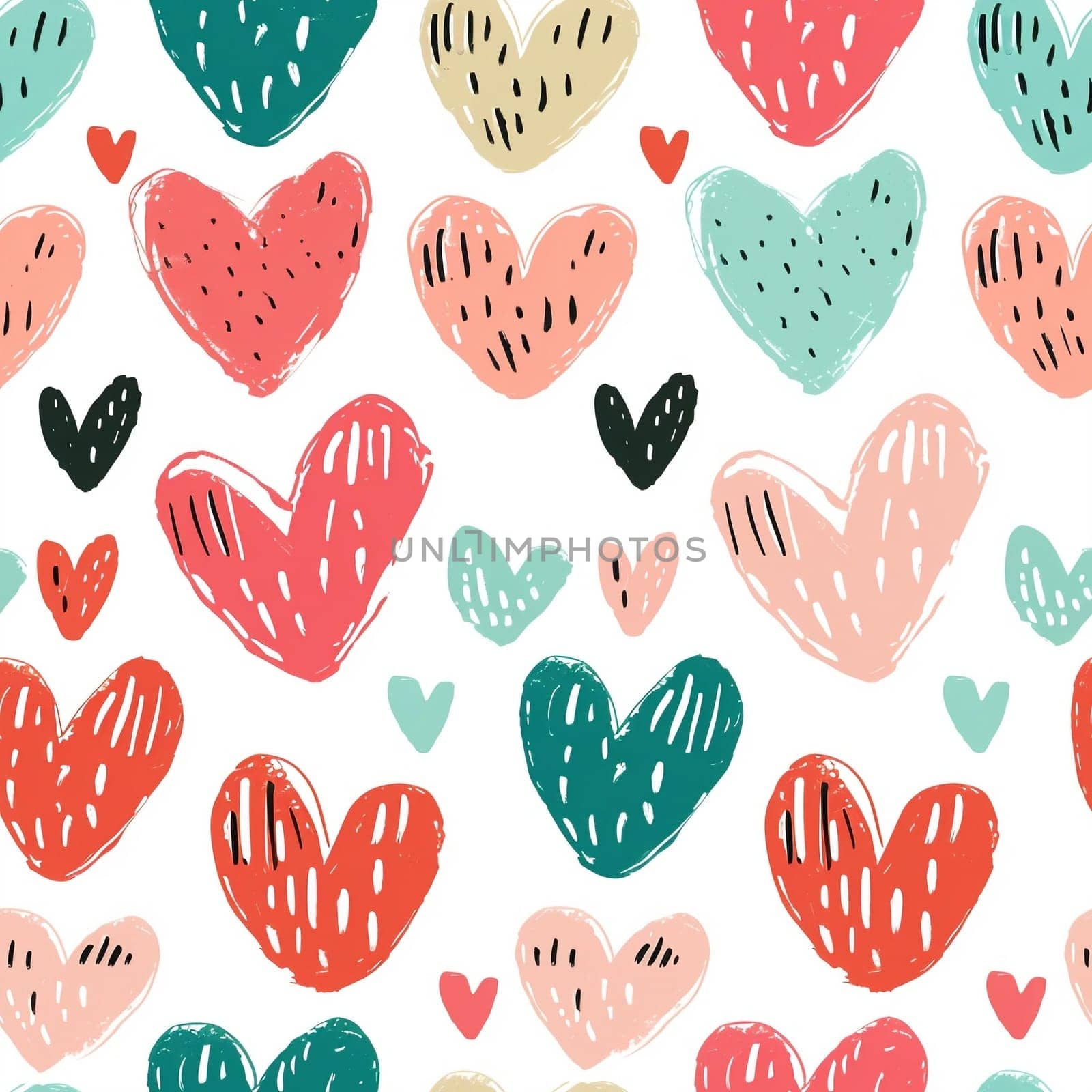 Seamless pattern: the cute hearts, valentine's day. Generated ai