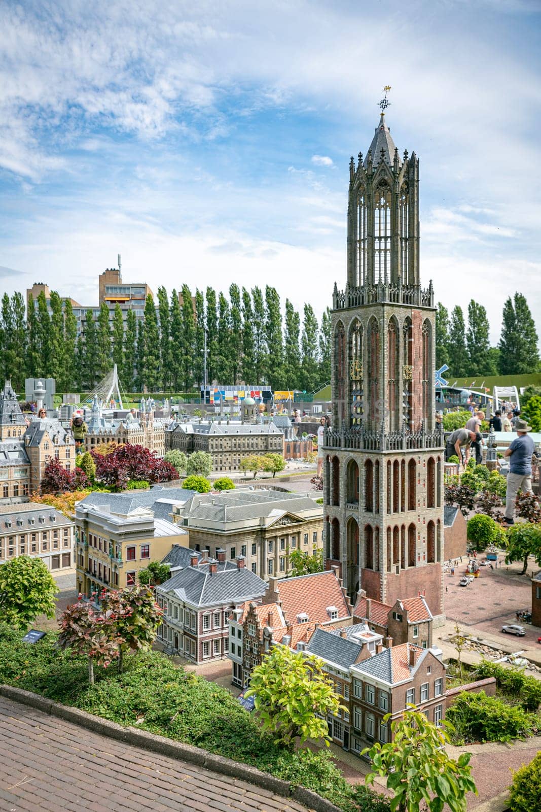 den haque,holland,9-07-2024:,Visitors enjoying the replicas of famous dutch buildings as a tourist attraction in Madurodam park buildings from all parts of the Netherlands.