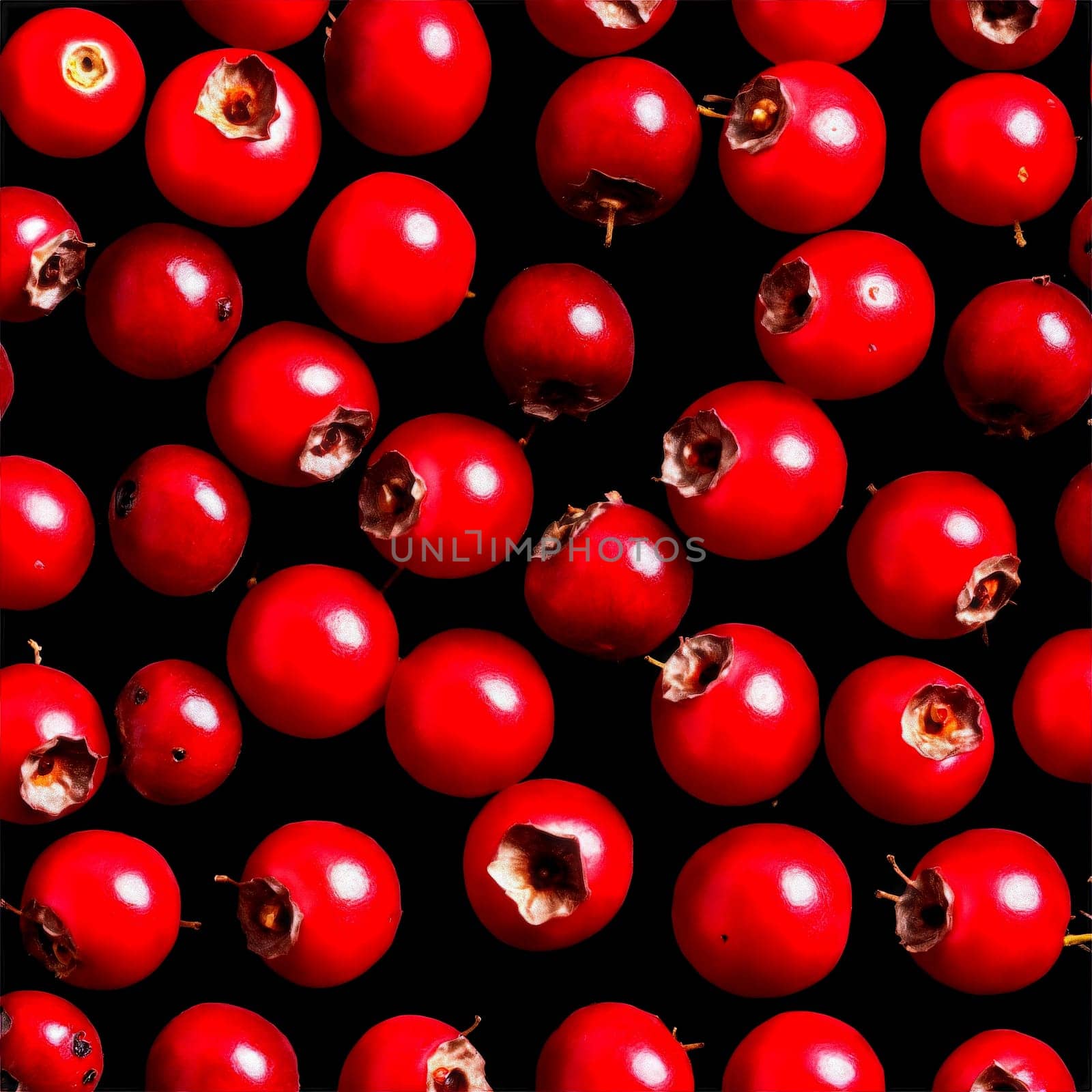 Hawthorn Berries vibrant red hawthorn berries forming a geometric pattern with some berries cut. Food isolated on transparent background.