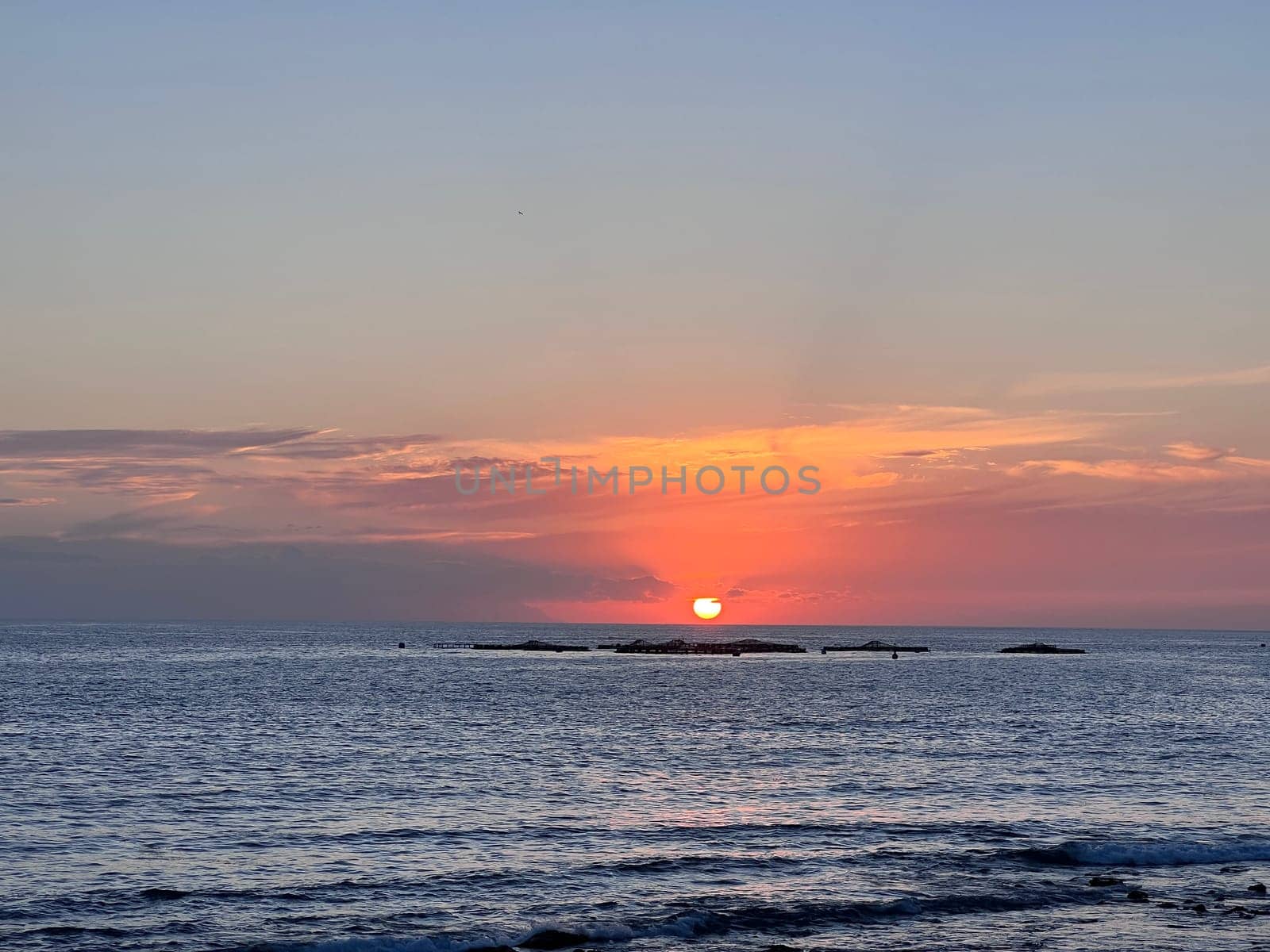 Red sunset in beach in Rhodos