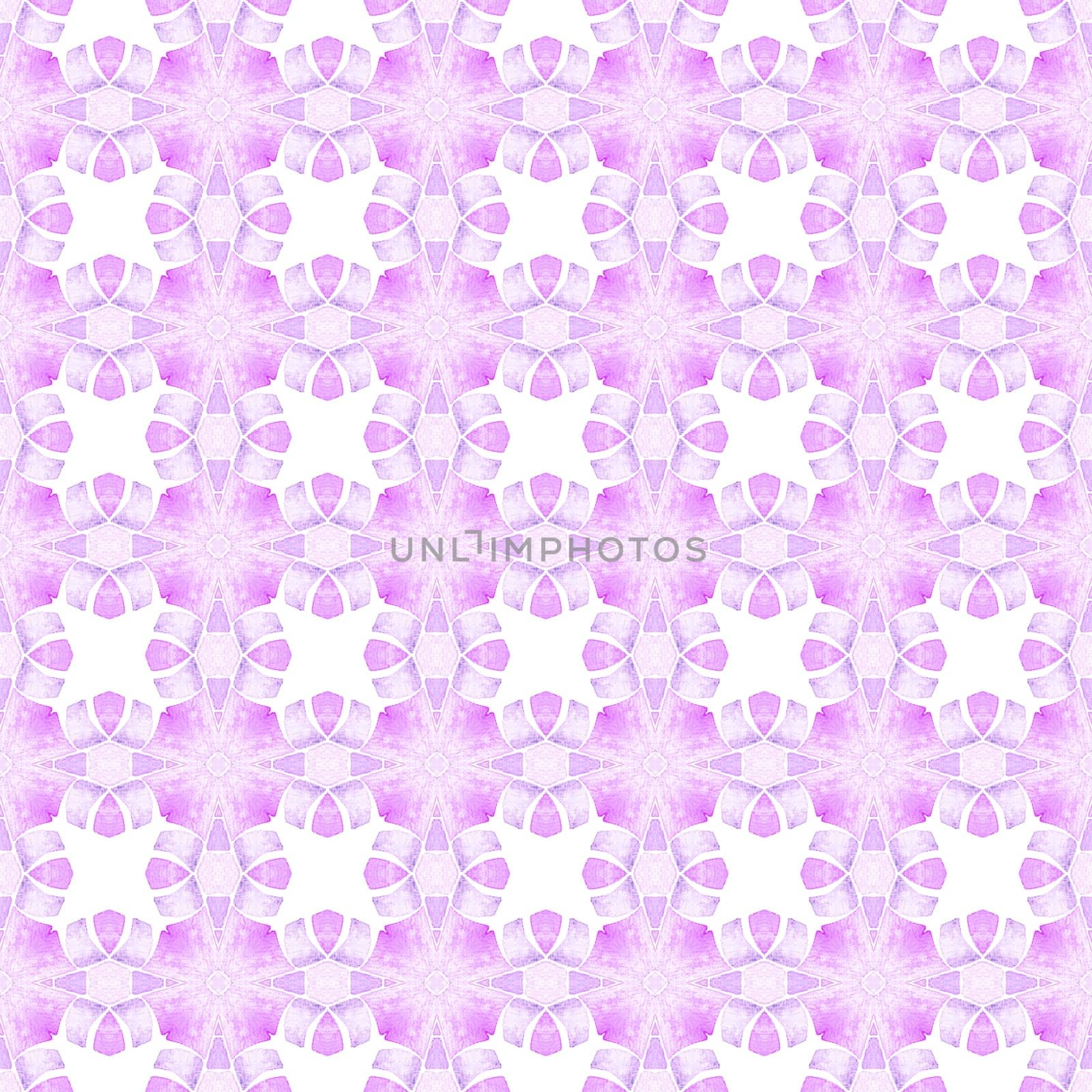 Hand drawn tropical seamless border. Purple superb boho chic summer design. Tropical seamless pattern. Textile ready dazzling print, swimwear fabric, wallpaper, wrapping.