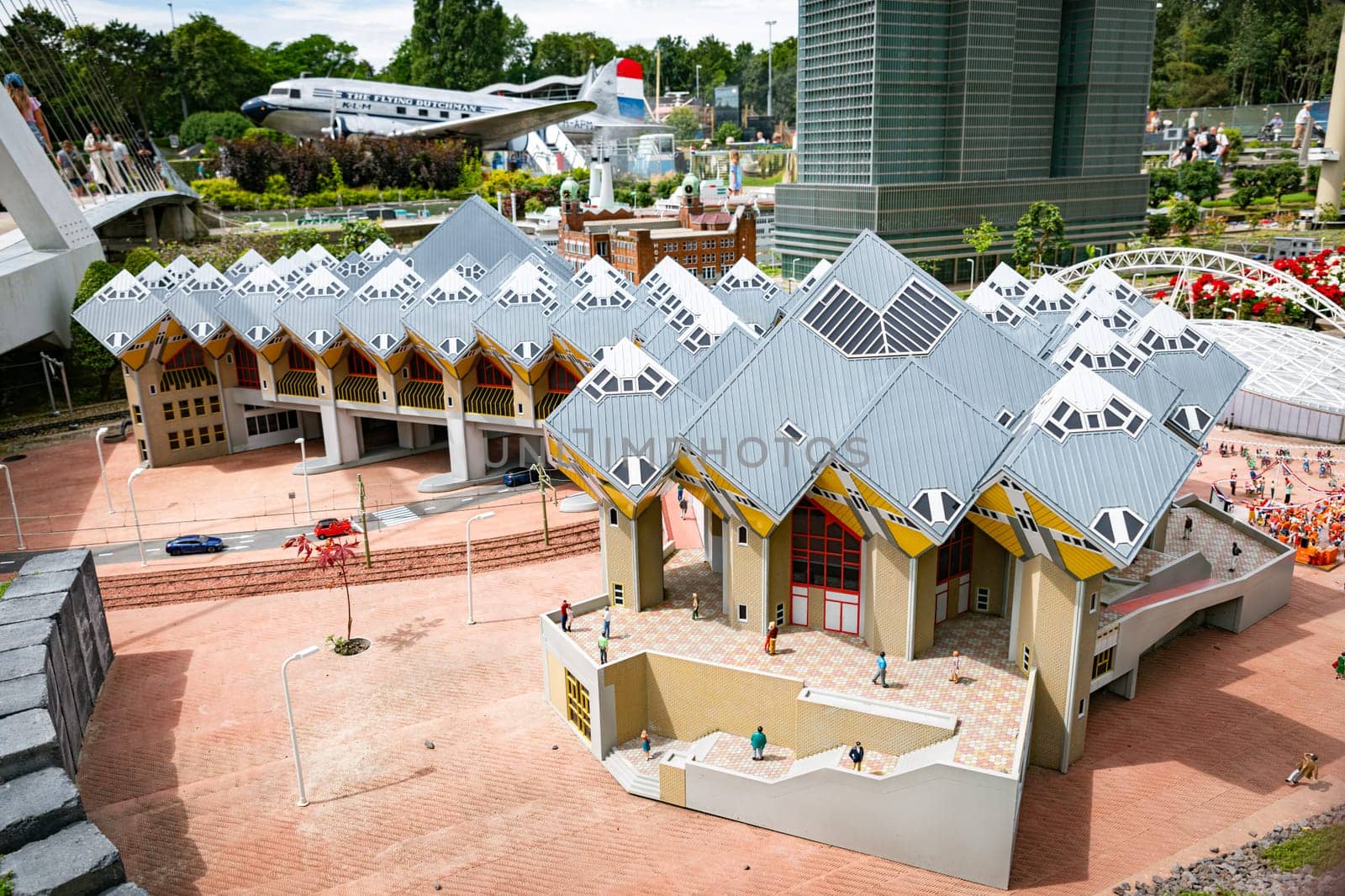 den haque,holland,9-07-2024:,Visitors enjoying the replicas of famous dutch buildings as a tourist attraction in Madurodam park buildings from all parts of the Netherlands.