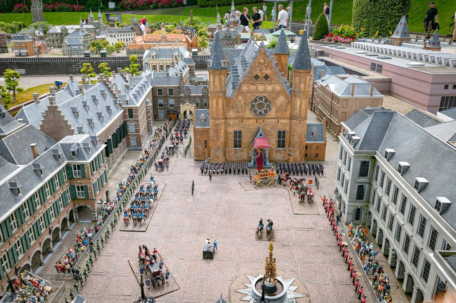 den haque,holland,9-07-2024:,Visitors enjoying the replicas of famous dutch buildings as a tourist attraction in Madurodam park buildings from all parts of the Netherlands.