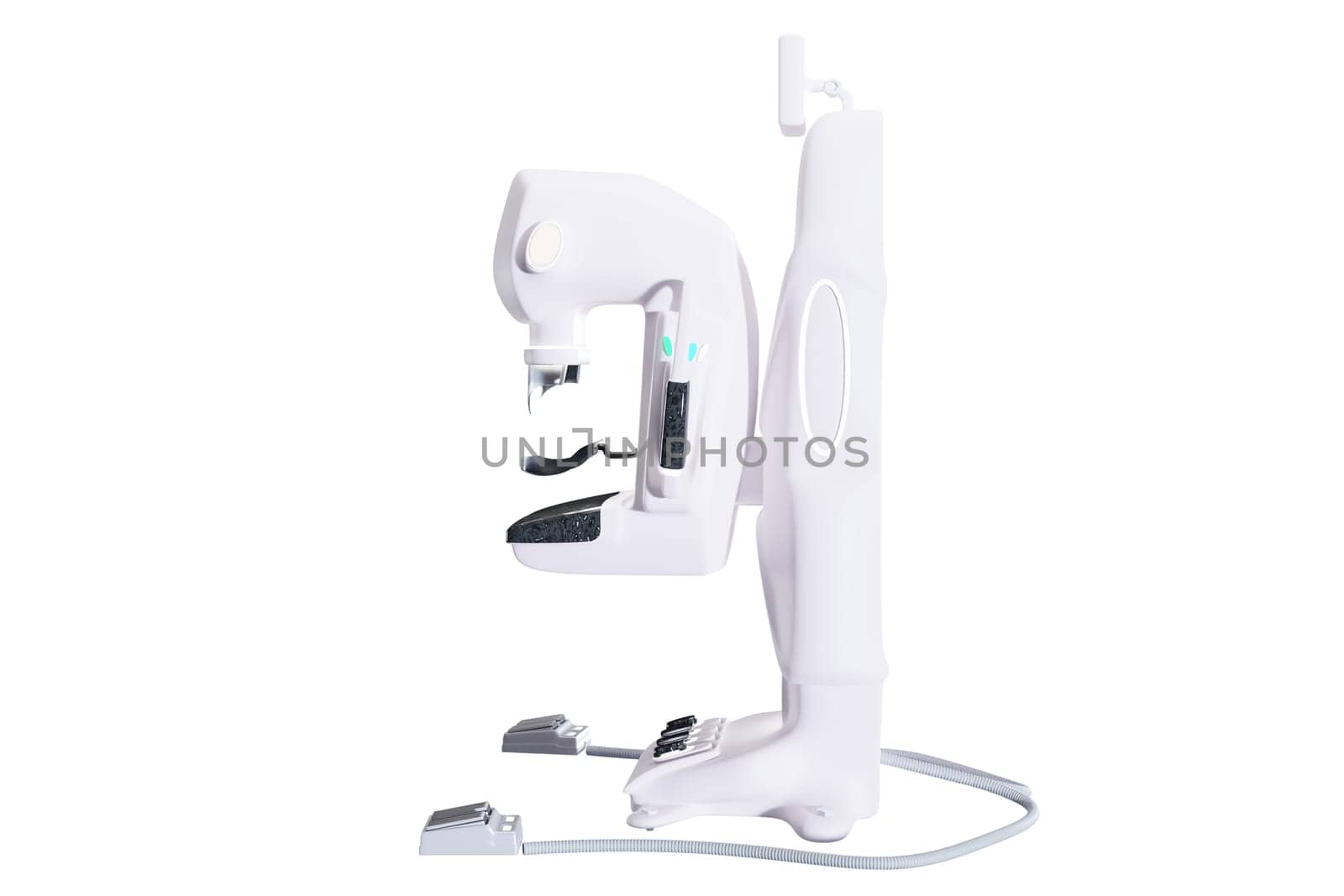 Mammogram device 3D rendering  for screening breast cancer in hospital on white background. Clipping path. by samunella