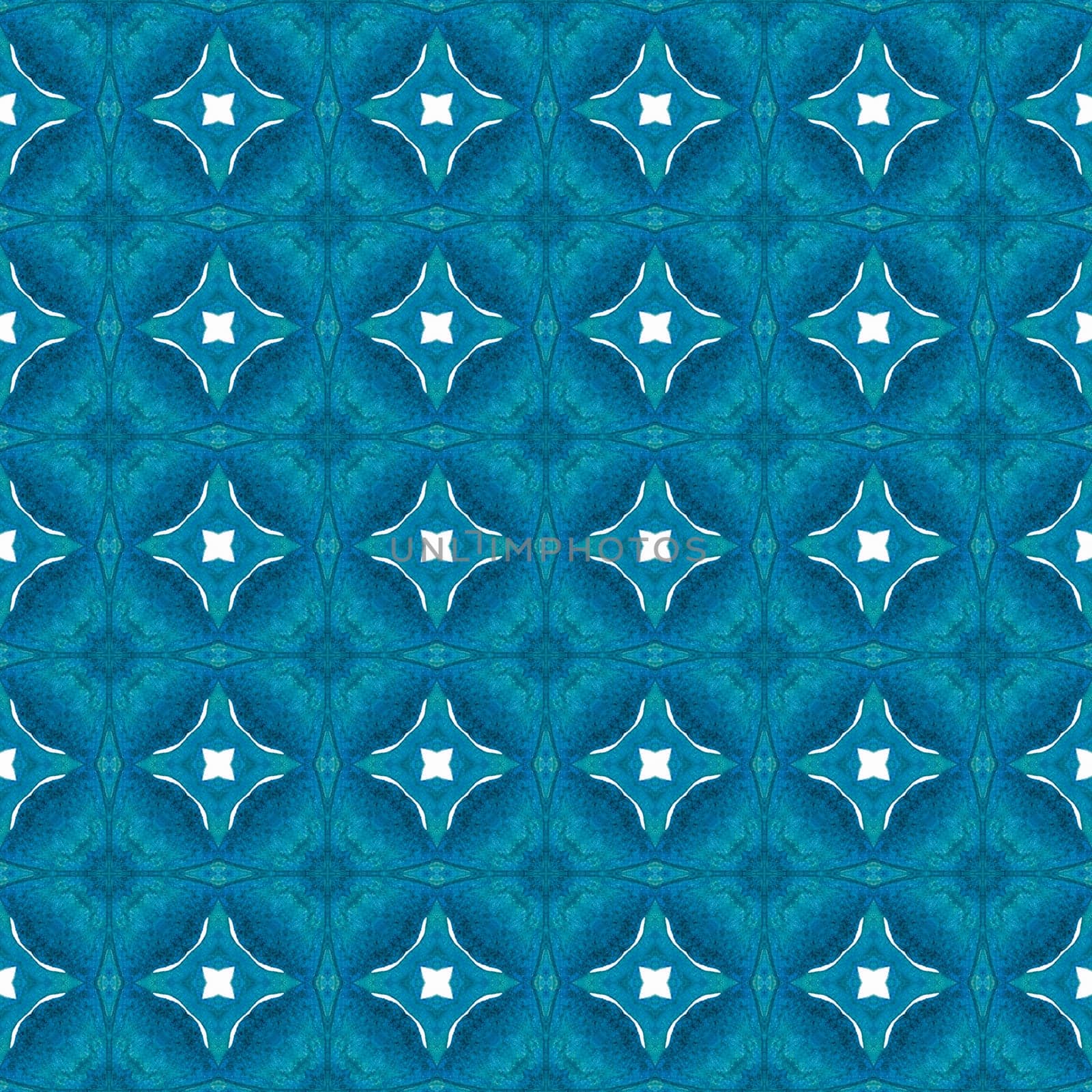 Textile ready memorable print, swimwear fabric, wallpaper, wrapping. Blue fair boho chic summer design. Arabesque hand drawn design. Oriental arabesque hand drawn border.