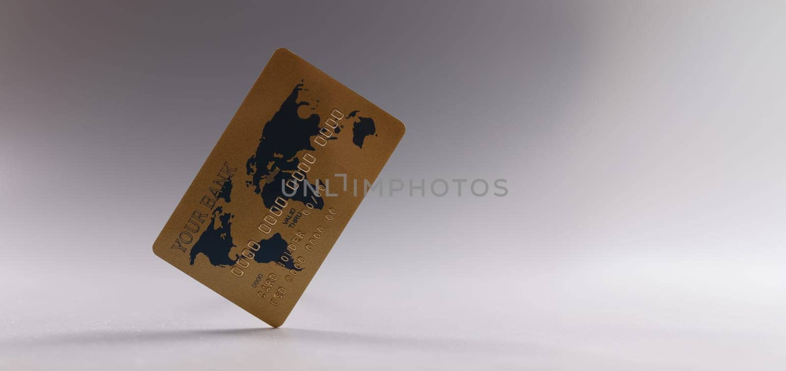 Close-up of personal plastic credit card mockup, cashless contactless, payment. Purchase goods or services on credit. Money, bank, finance, saveup and income