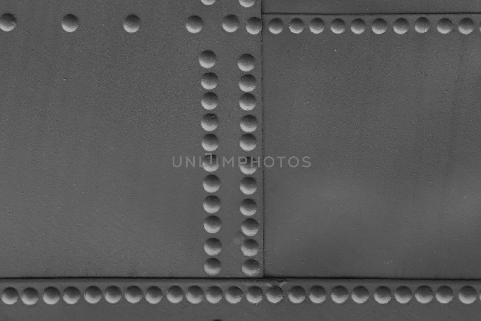 Sheet metal with rivets, aircraft fuselage texture...Metal body.