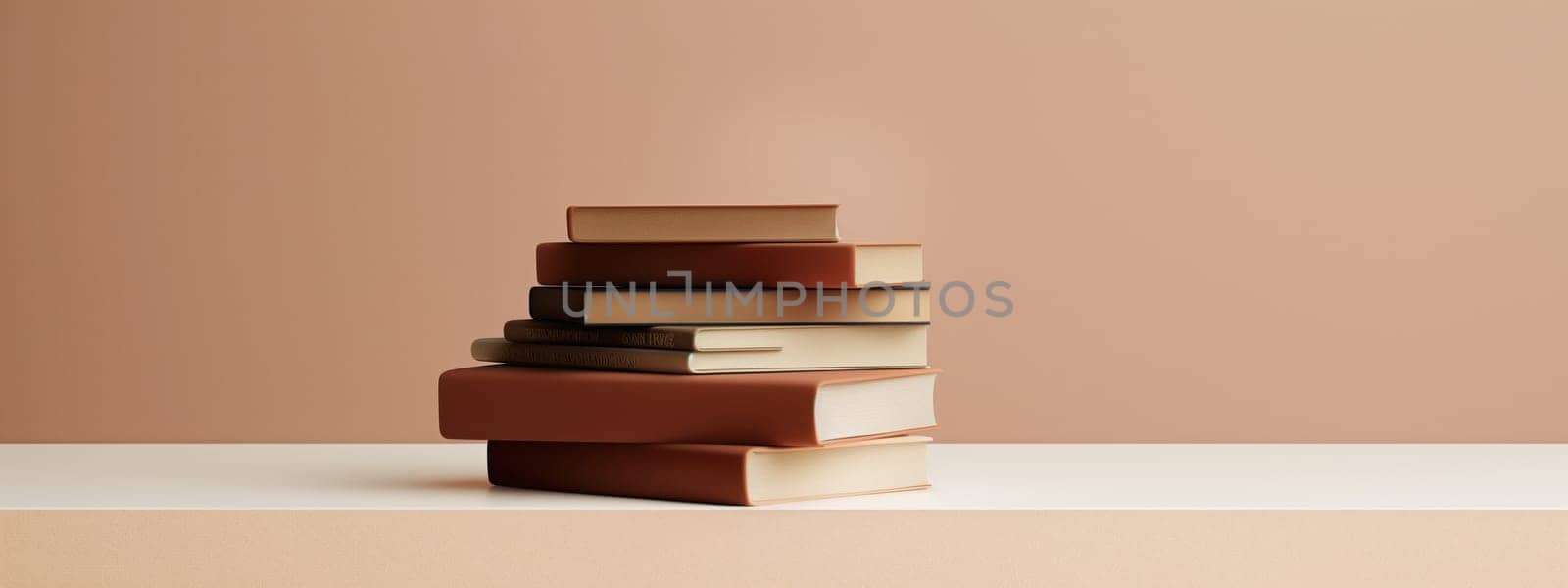 A stack of colorful books symbolizes education and knowledge, set against a minimalist background, perfect for back-to-school themes.
