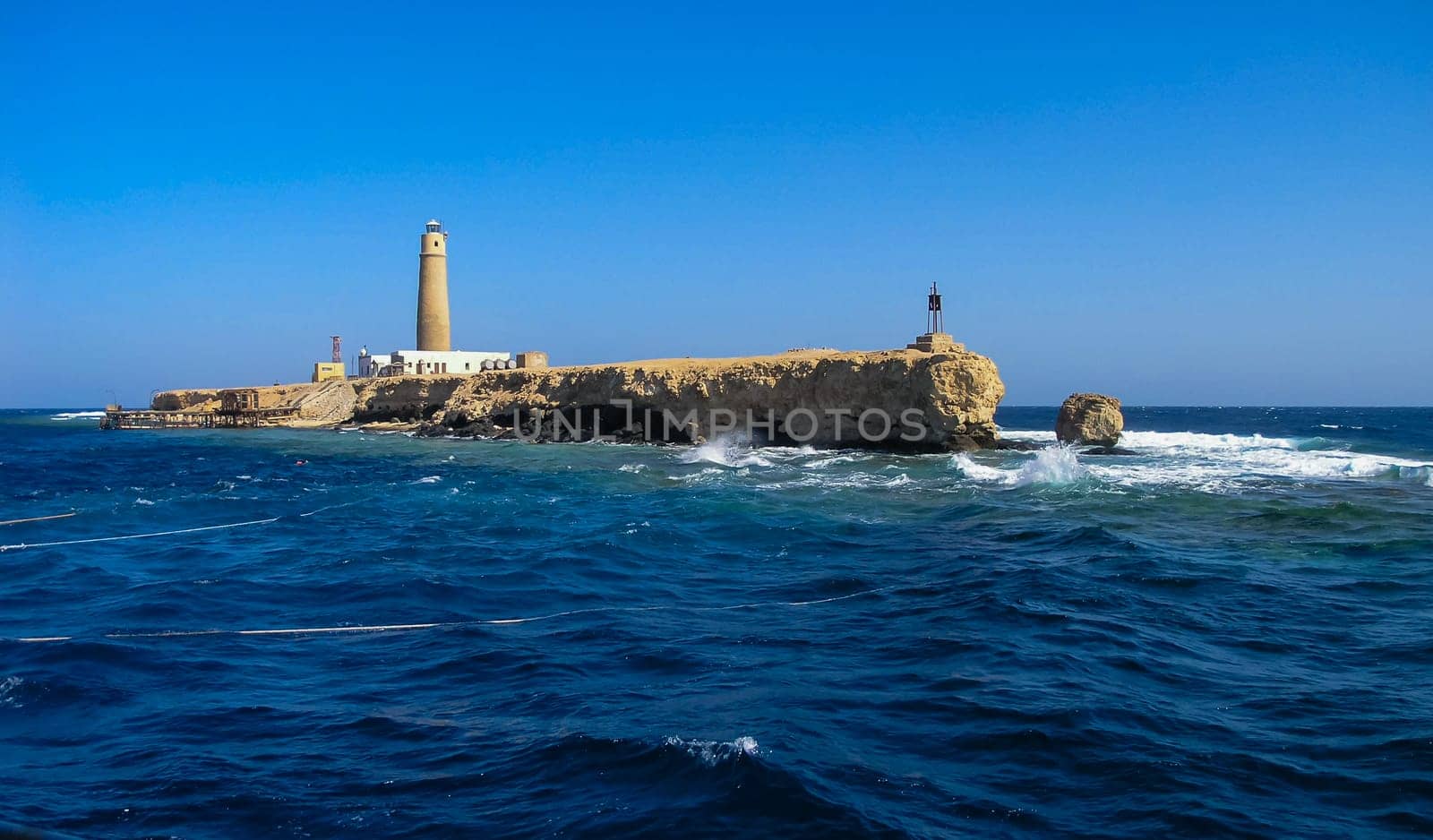 Big Brother Island, Egypt - November 10, 2004:  Lighthouse of Big Brother, Brother Islands, Red Sea, Egypt