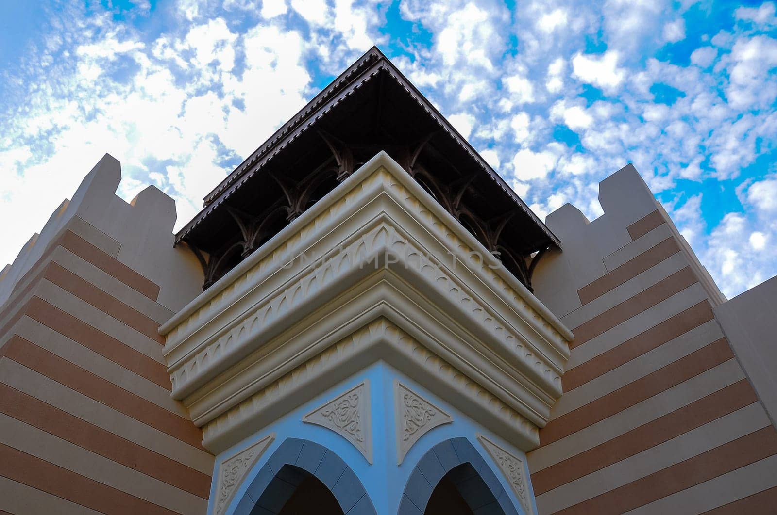 Port Ghalib, Marsa Alam, Egypt - April 20, 2010: Arabic architecture of the hotel Aurora Nada Marsa Alam Resort, Port Ghalib, Marsa Alam, Red Sea 