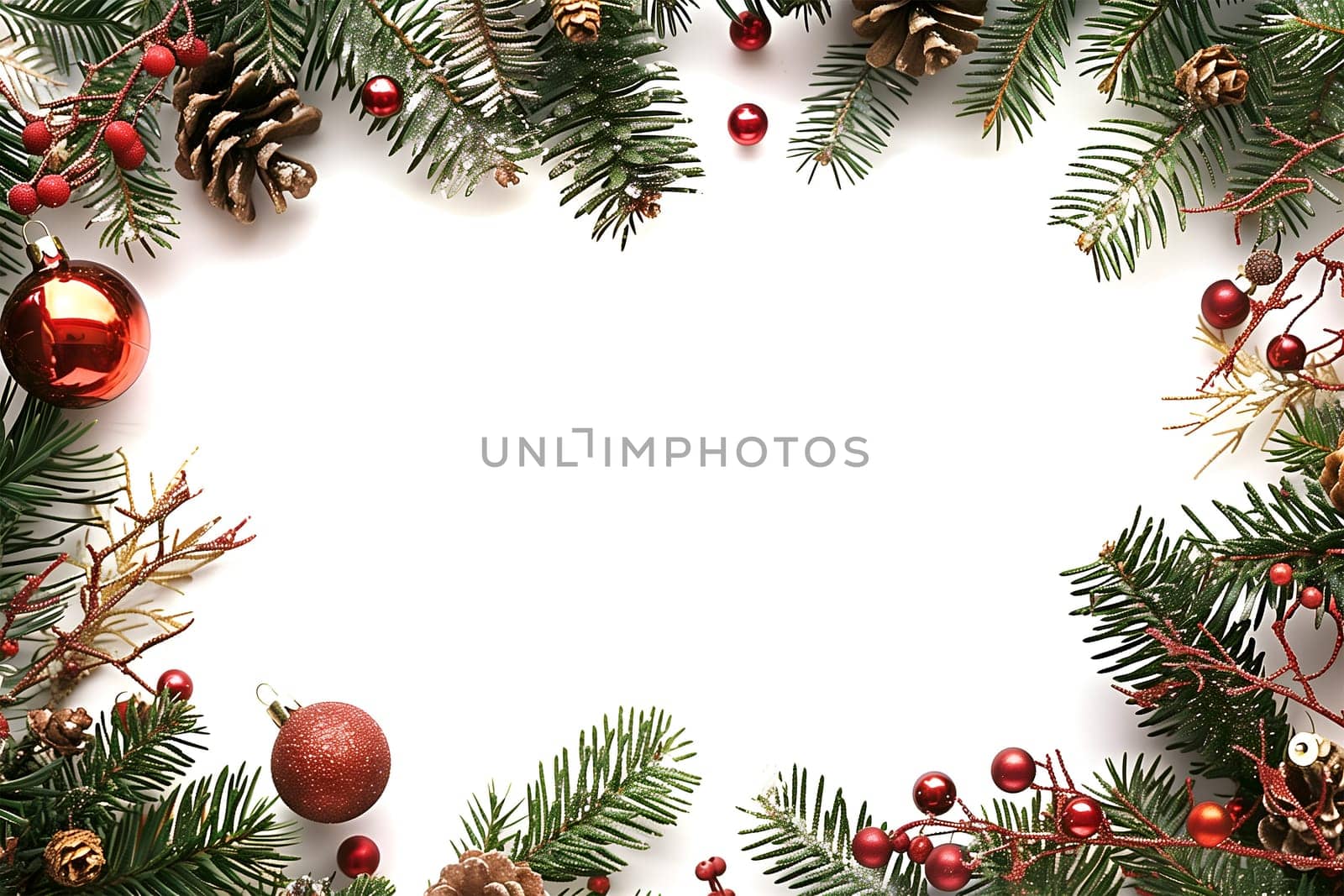 Christmas Mockup with Christmas Tree Decorations on a White Background