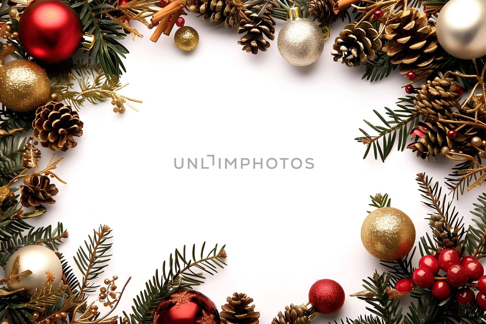 Christmas Mockup with Christmas Tree Decorations on a White Background