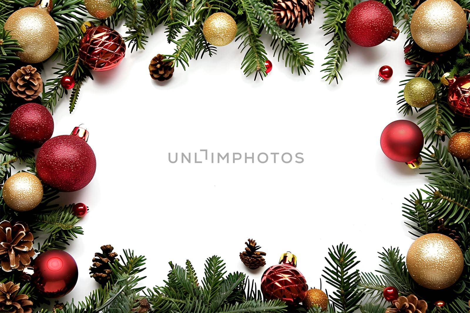 Christmas Mockup with Christmas Tree Decorations on a White Background