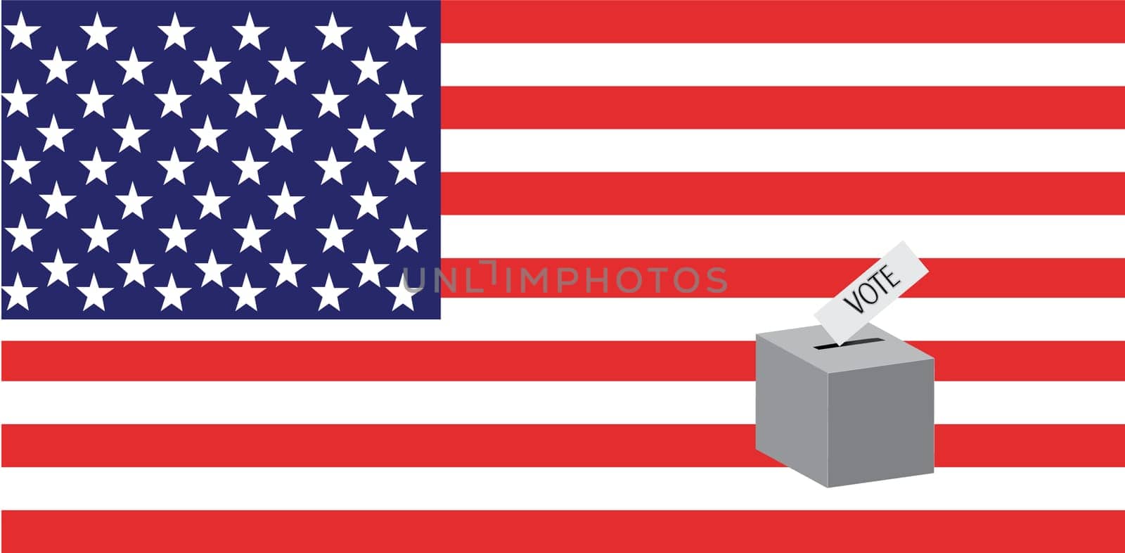 the american flag and box to vote