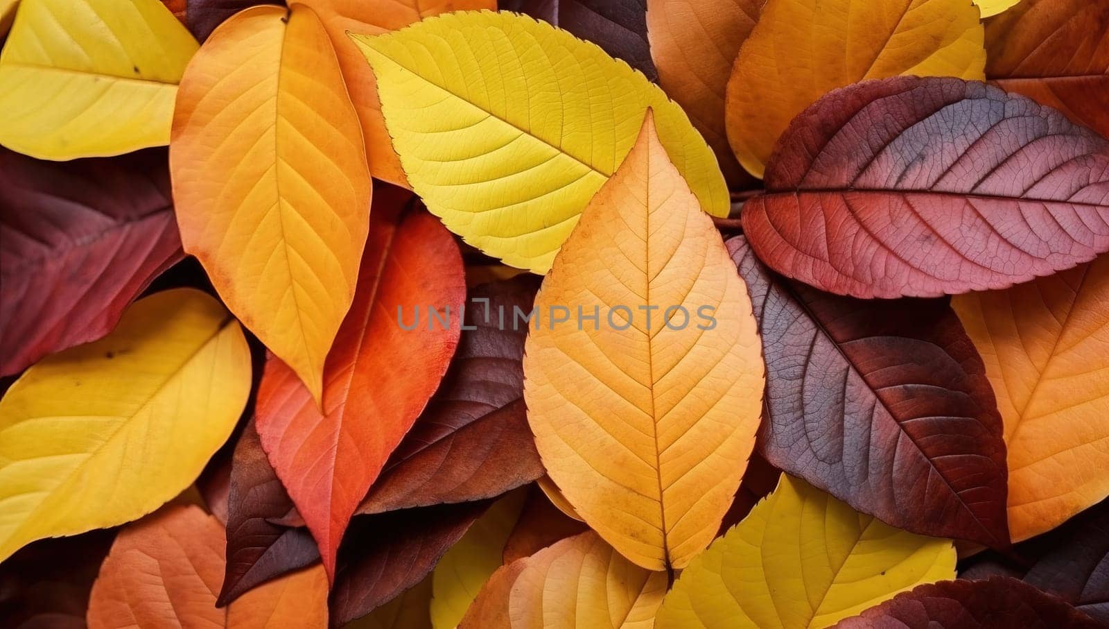 Vibrant autumn leaves in warm shades, fall foliage nature backdrop