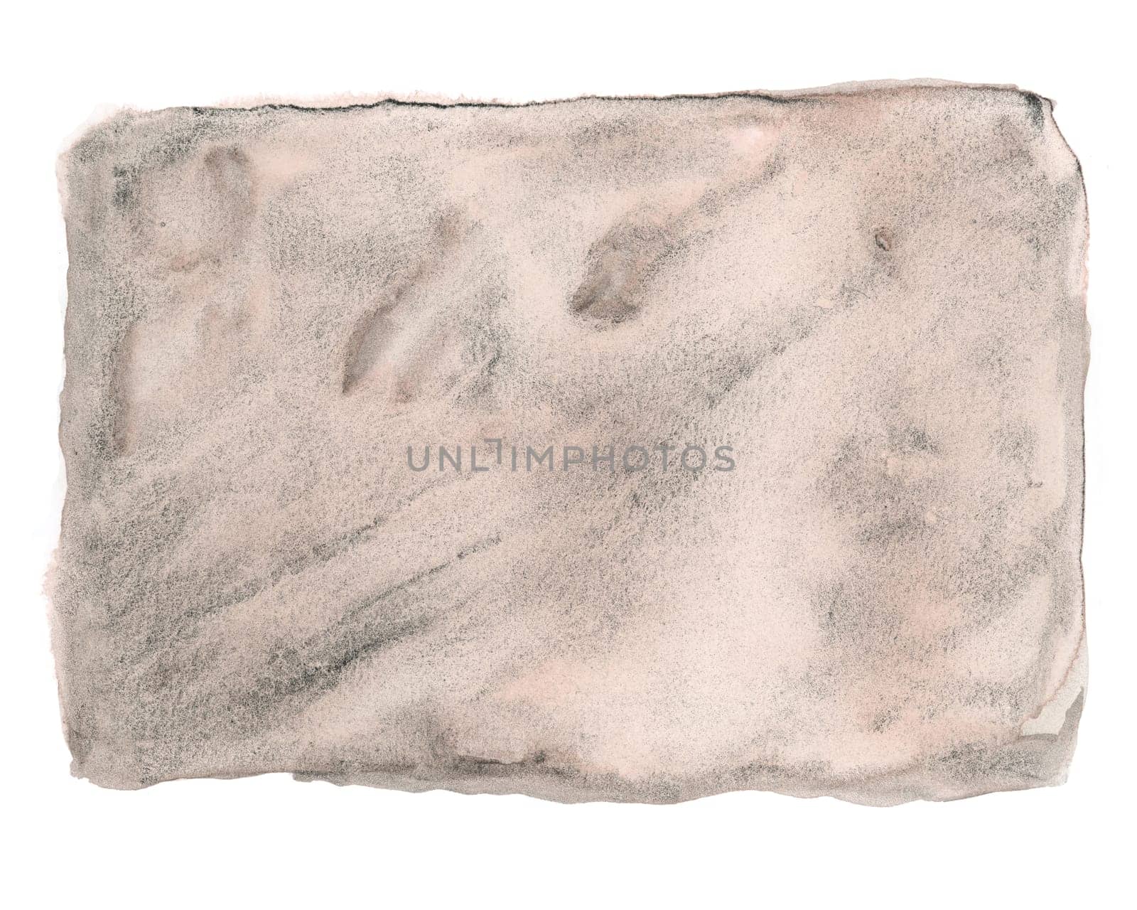 Watercolor backdrop template. Abstract stains texture design element in grey beige hues. Rustic taupe hand painted paint spill background for invitation, save the date, wedding, postcard, quotes