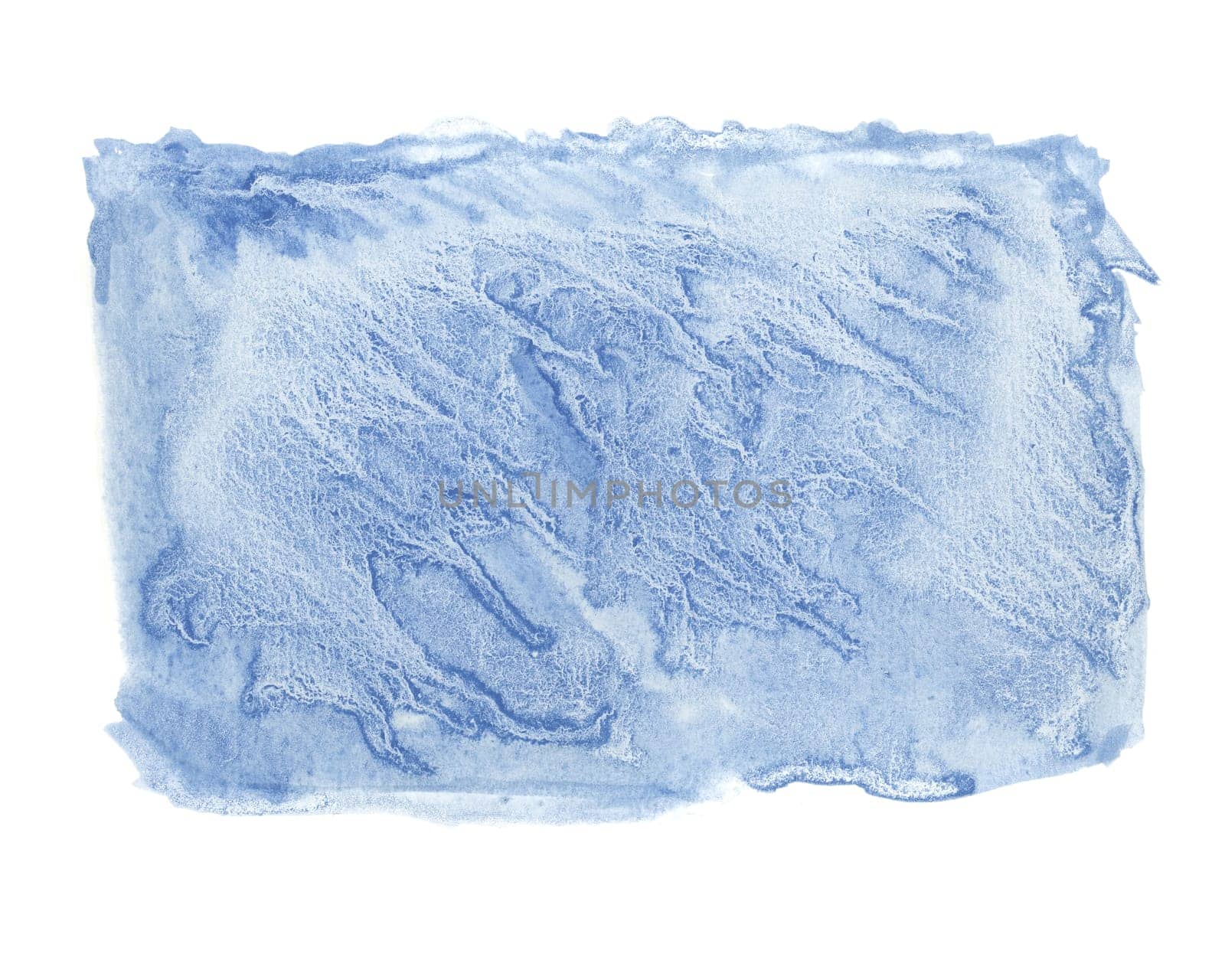 Watercolor backdrop template. Abstract stains texture design element in light blue hues. Dynamic spills of blue paint background for invitation, save the date, wedding, postcard, quotes