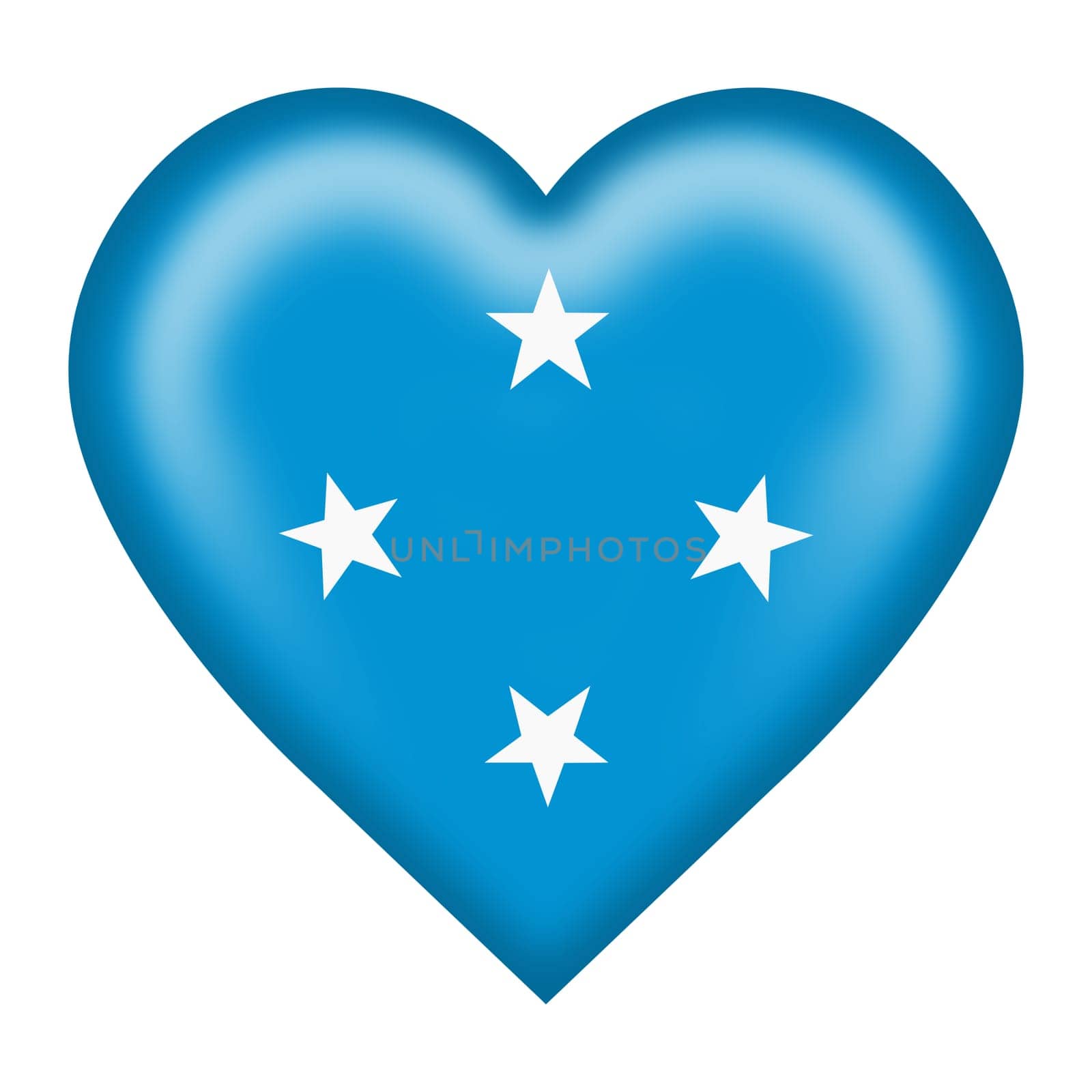 A Micronesia flag heart button isolated on white with clipping path