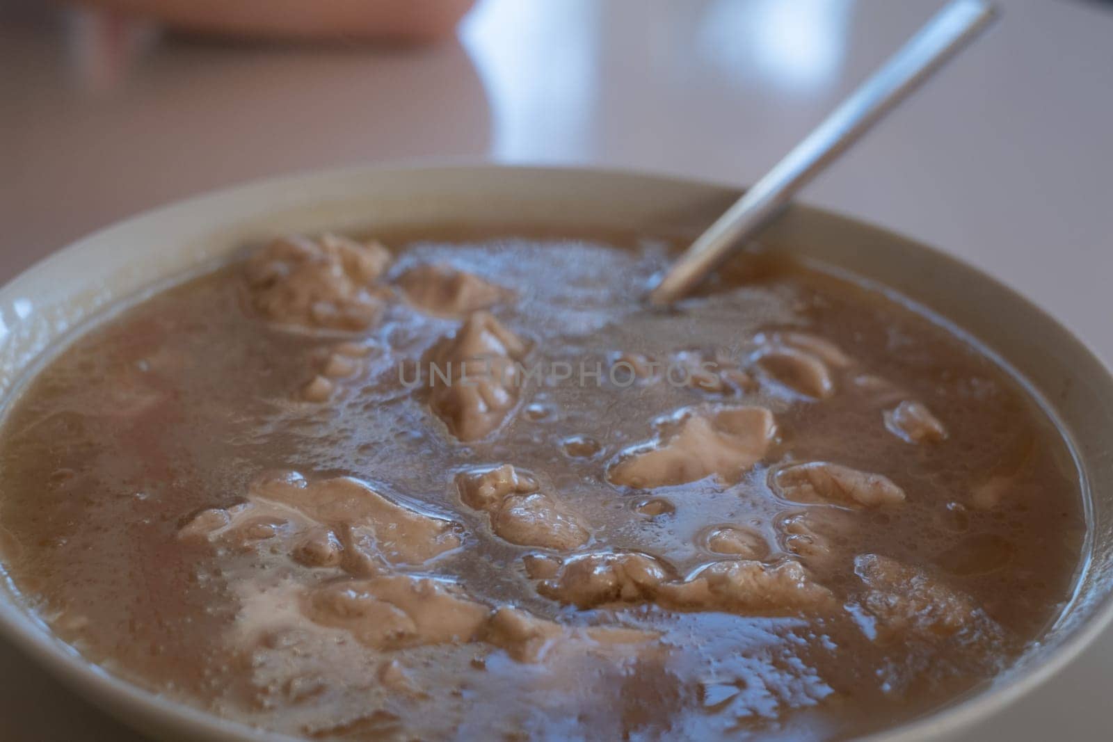 Stewed pork brain soup with carrots - Southeast Asian cuisine.