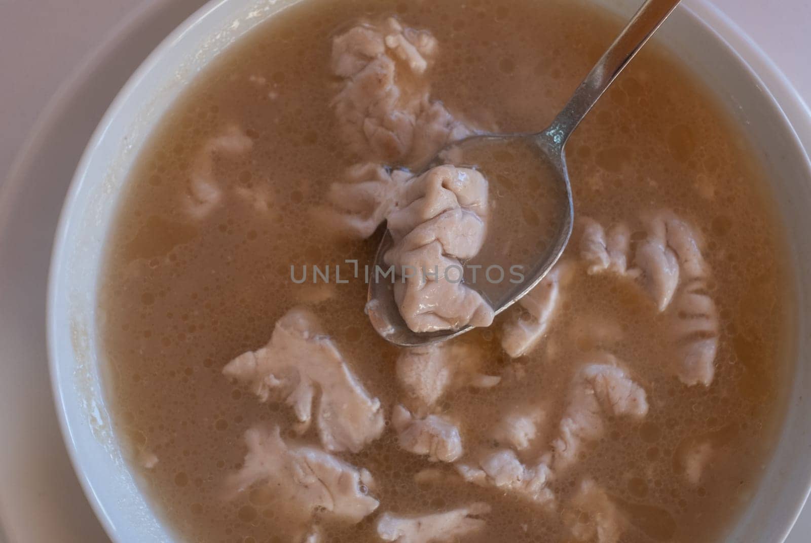 Stewed pork brain soup with carrots - Southeast Asian cuisine.