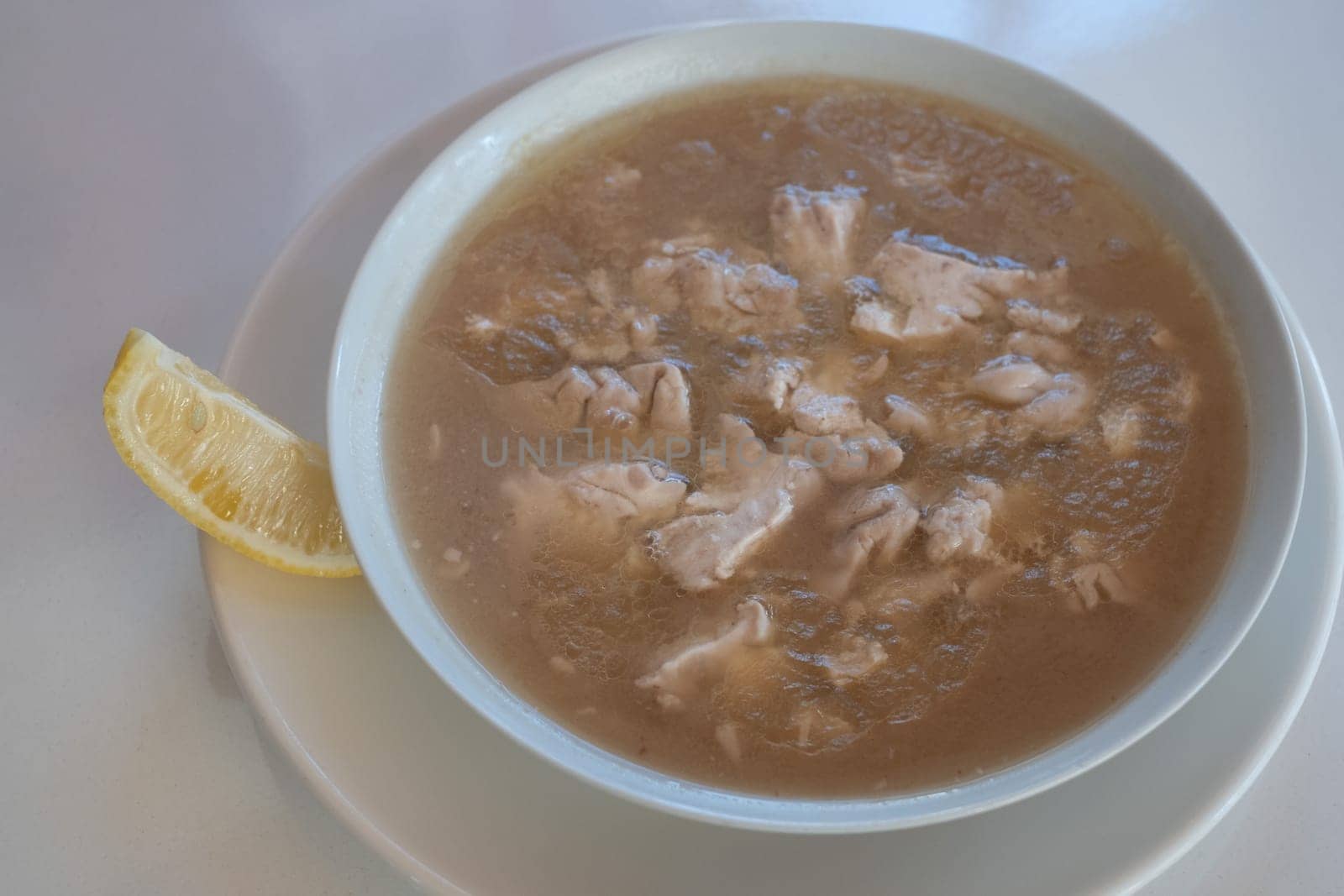 Stewed pork brain soup with carrots - Southeast Asian cuisine.