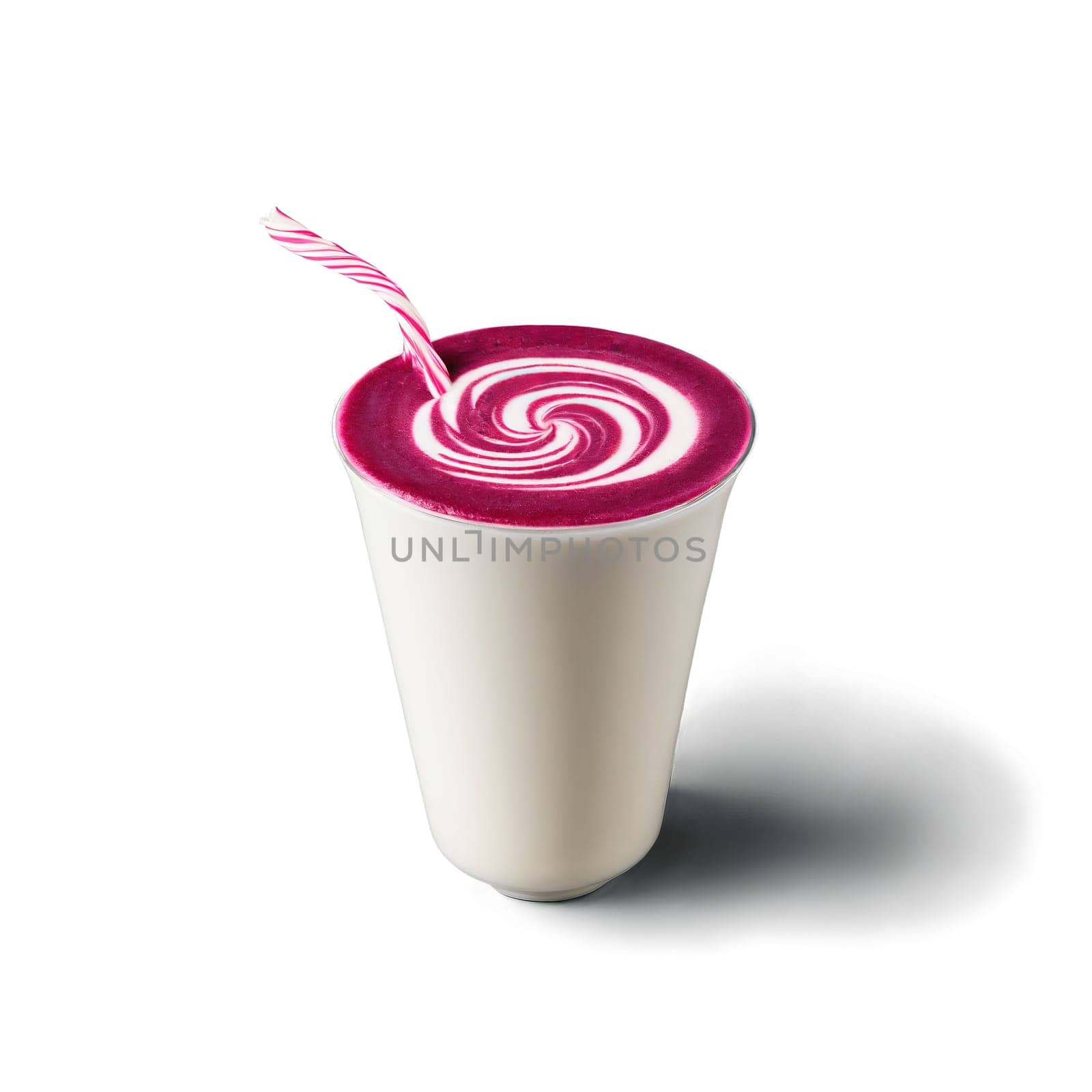 Beetroot latte cup small and filled with deep pink beetroot drink one empty and one. Food isolated on transparent background.