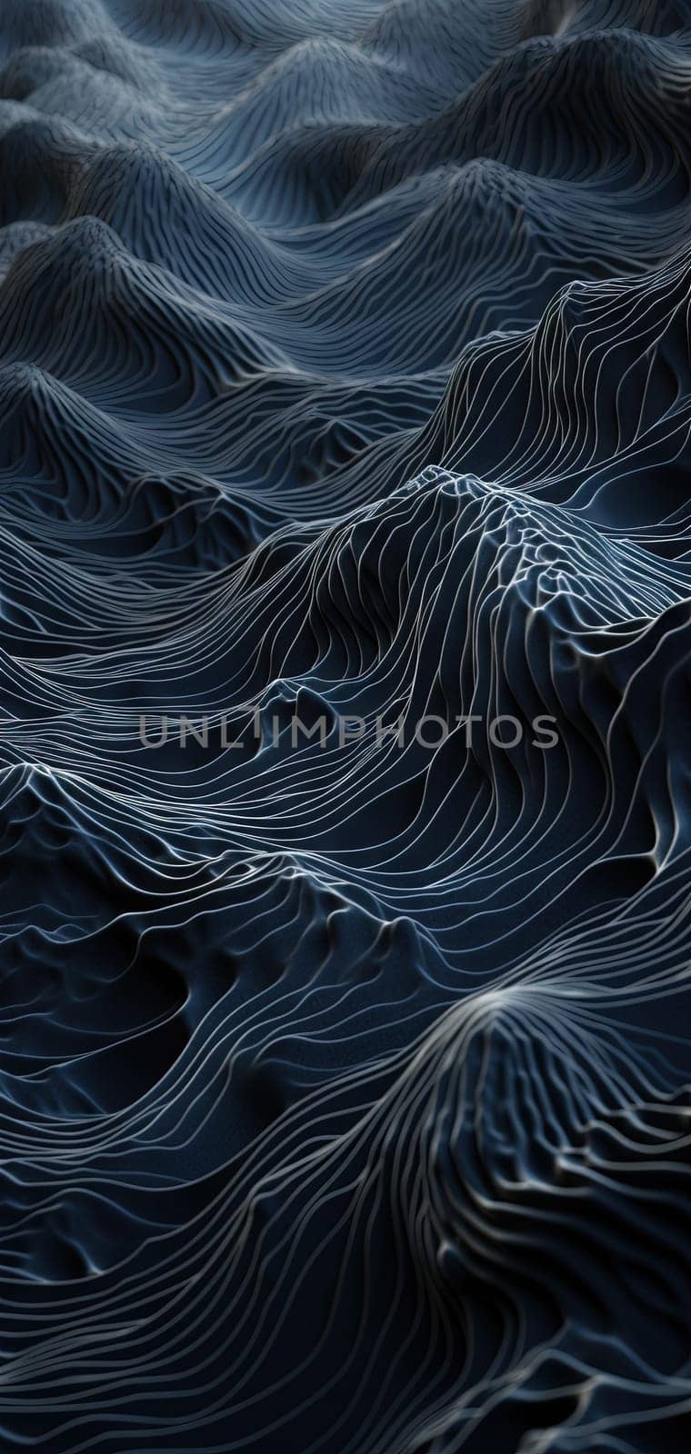 Scientific abstraction with futuristic textured tissue waves. Tech background with close-up wave bio texture. Generated AI