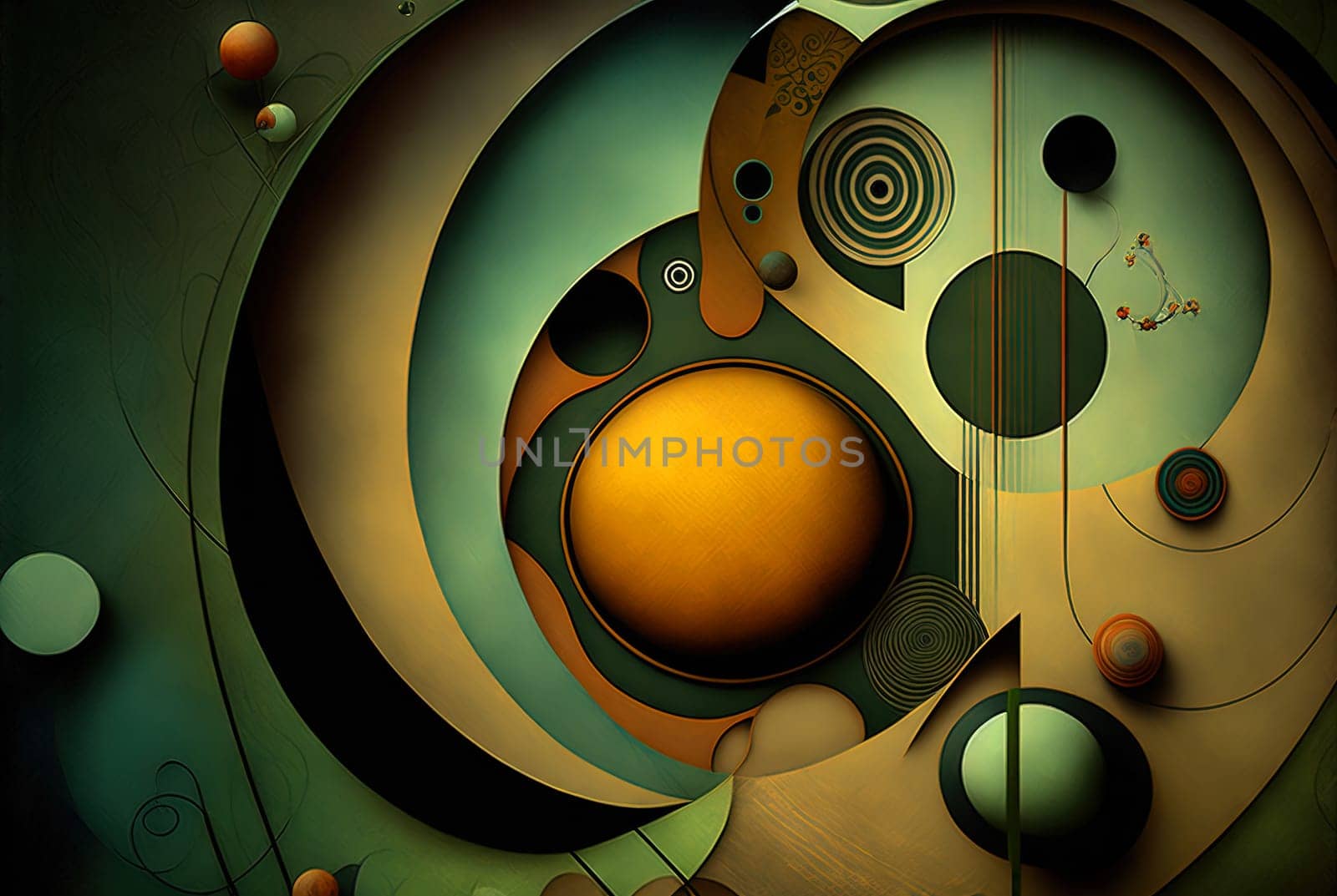 Abstract shapes retro composition in 20s avantrgarde or futurism style. Retro background with surreal mindbending figures. Generated AI