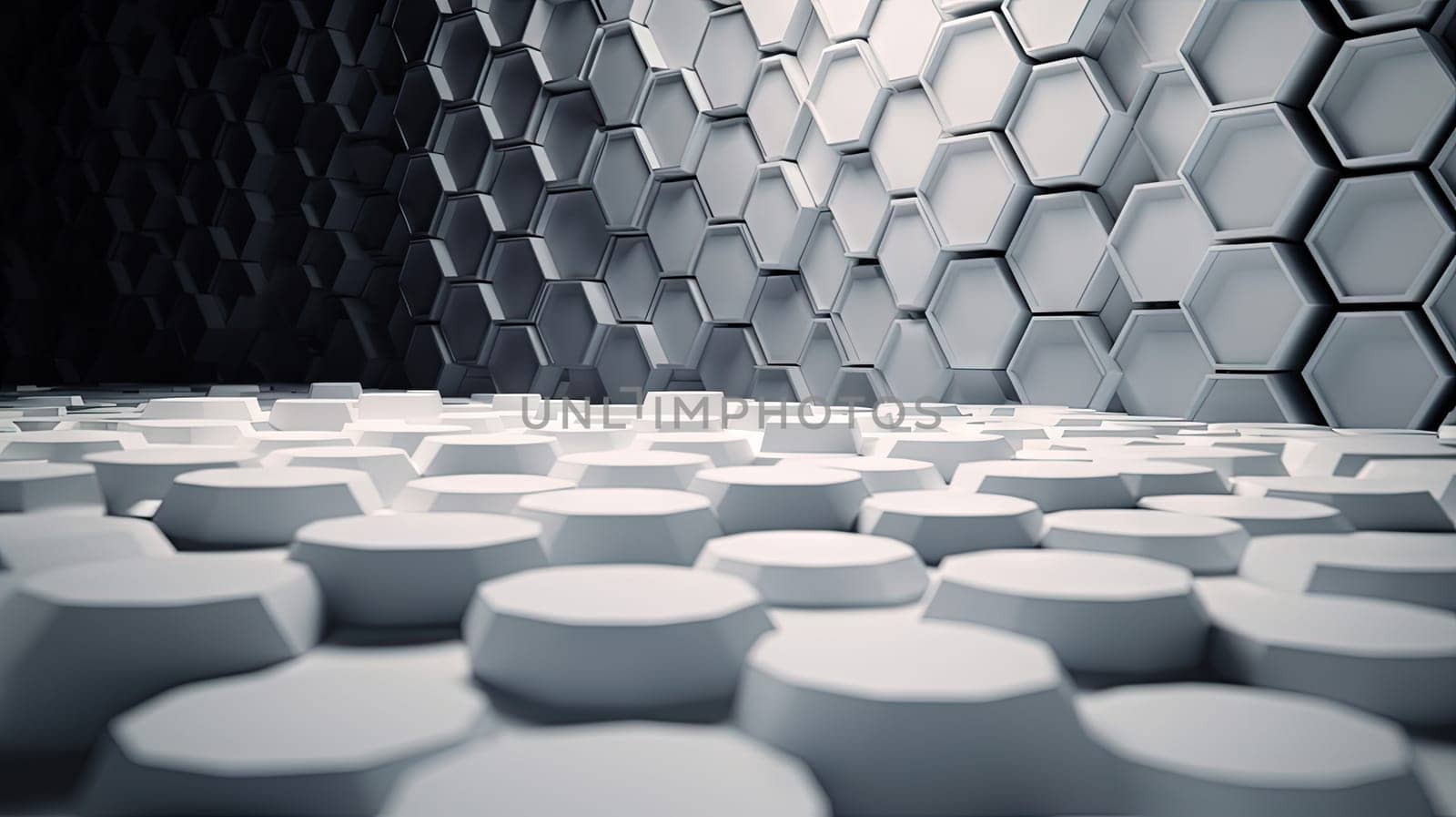 Abstract background with hexagonal tiles. Tech styled hex pattern. Generated AI